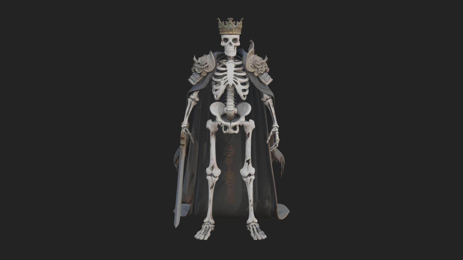 Crowned Skeleton King Statue Design 13 3D Print Model 3D Model