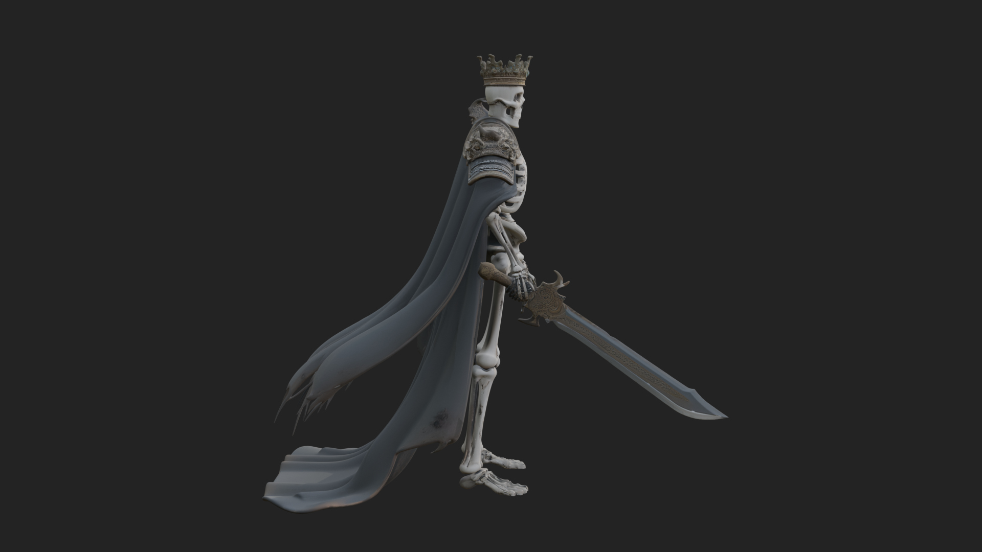 Crowned Skeleton King Statue Design 13 3D Print Model 3D Model