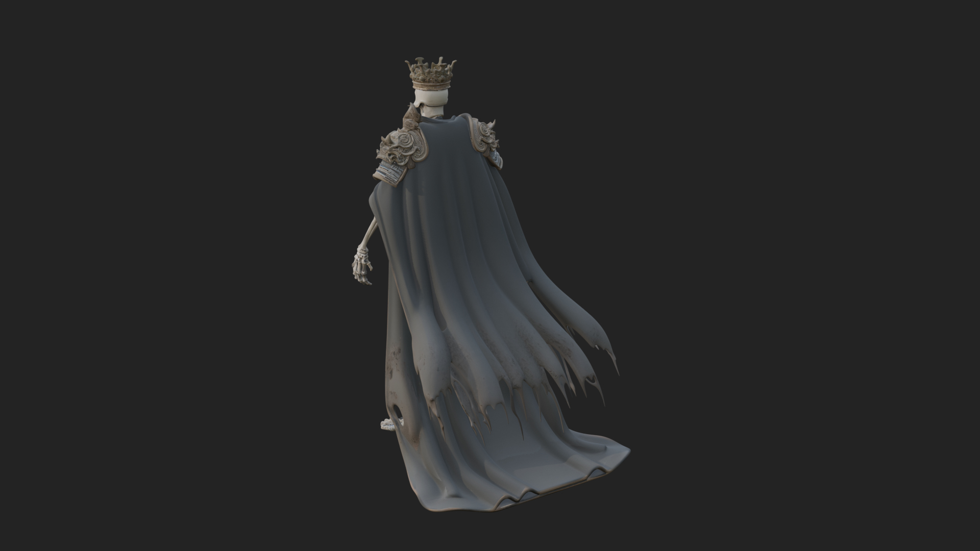 Crowned Skeleton King Statue Design 13 3D Print Model 3D Model