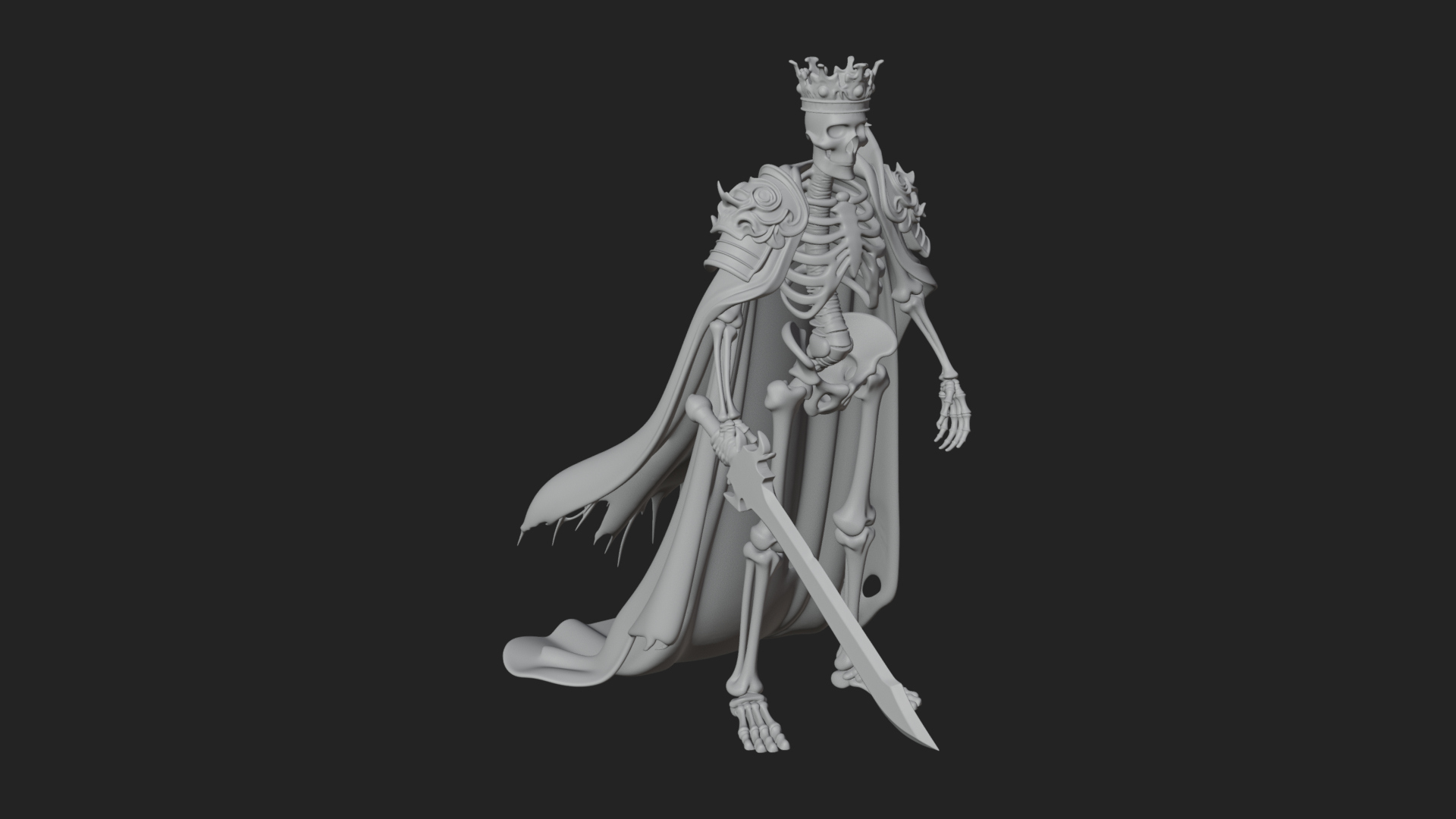 Crowned Skeleton King Statue Design 13 3D Print Model 3D Model