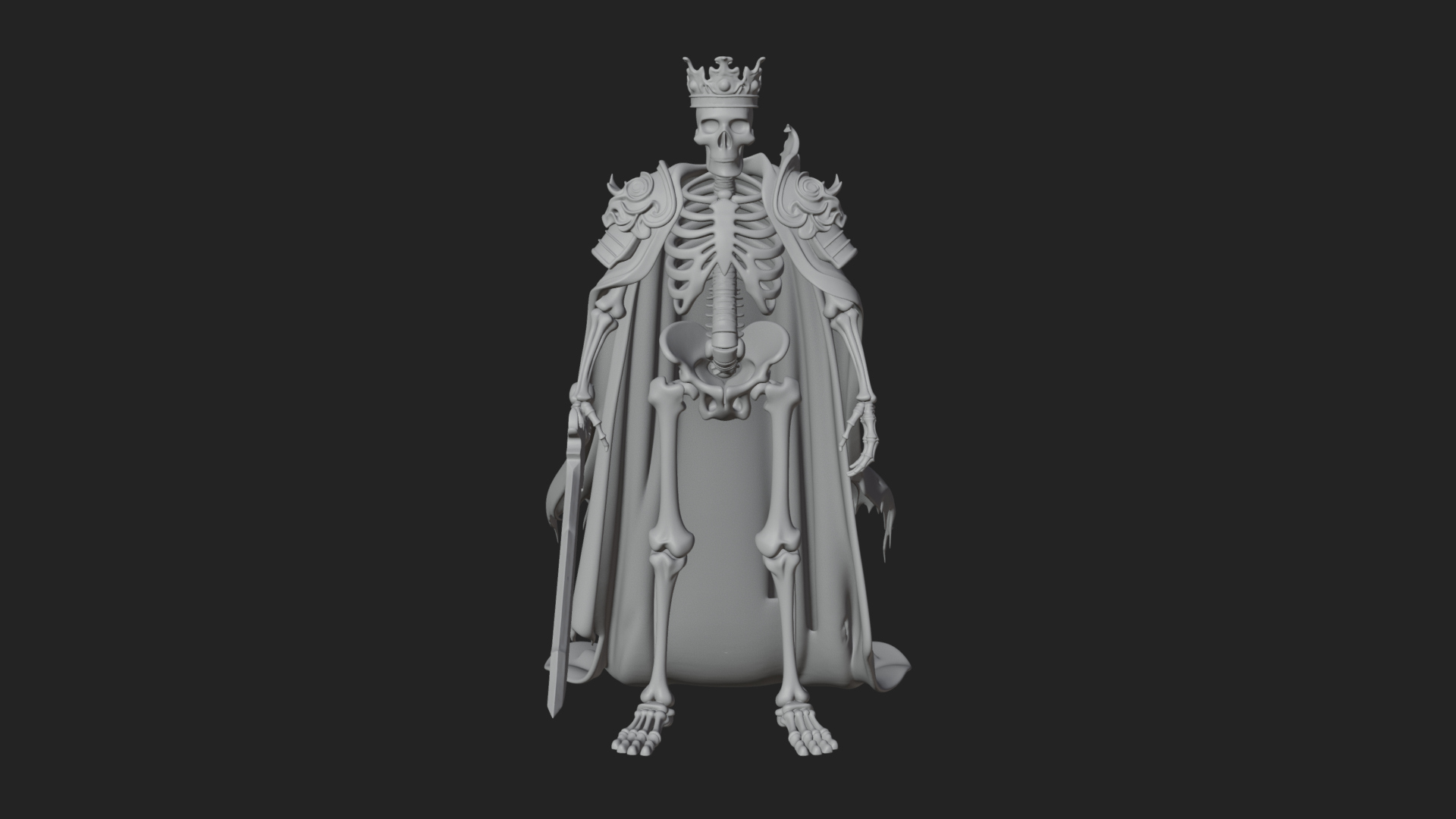 Crowned Skeleton King Statue Design 13 3D Print Model 3D Model
