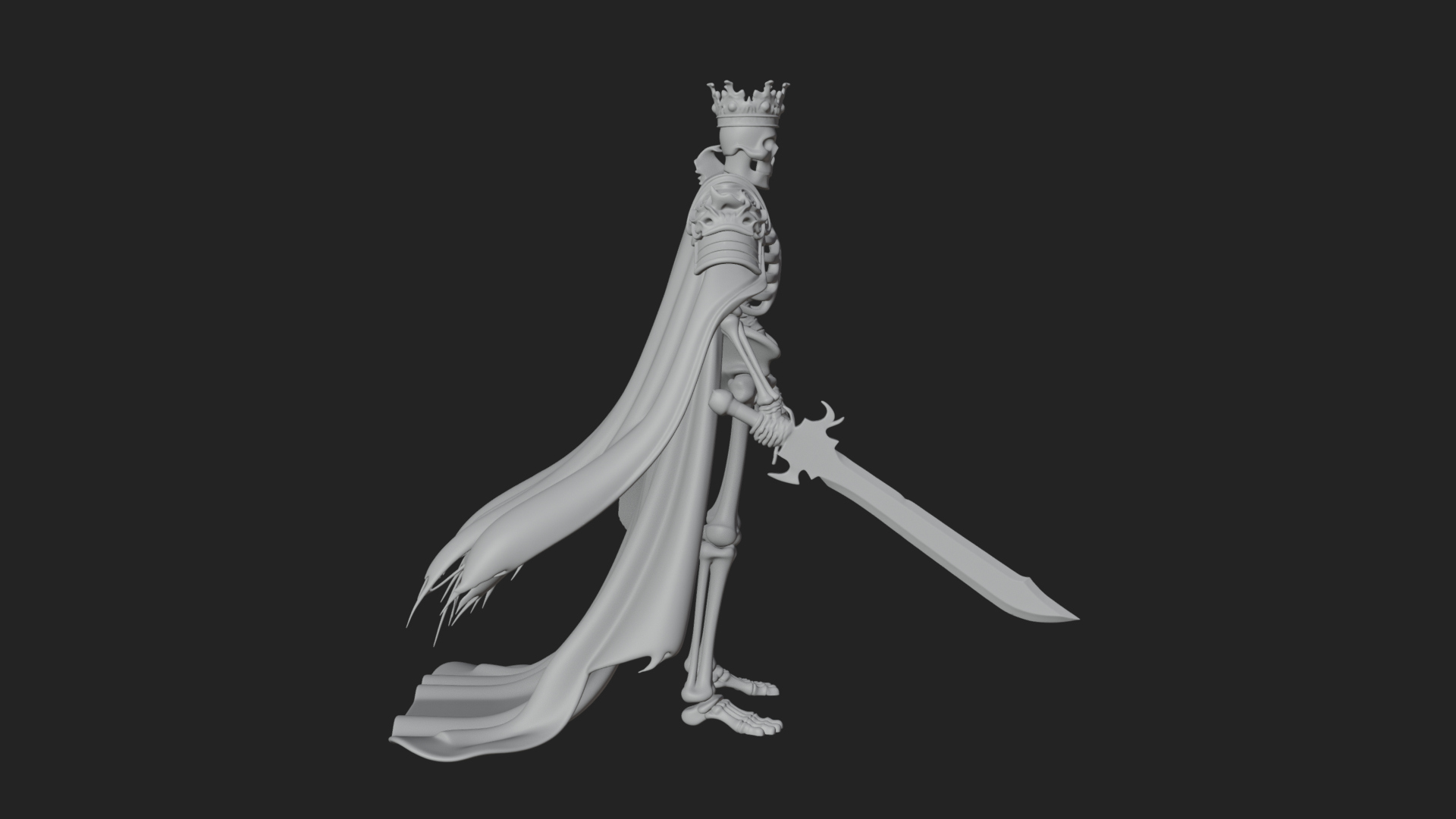 Crowned Skeleton King Statue Design 13 3D Print Model 3D Model