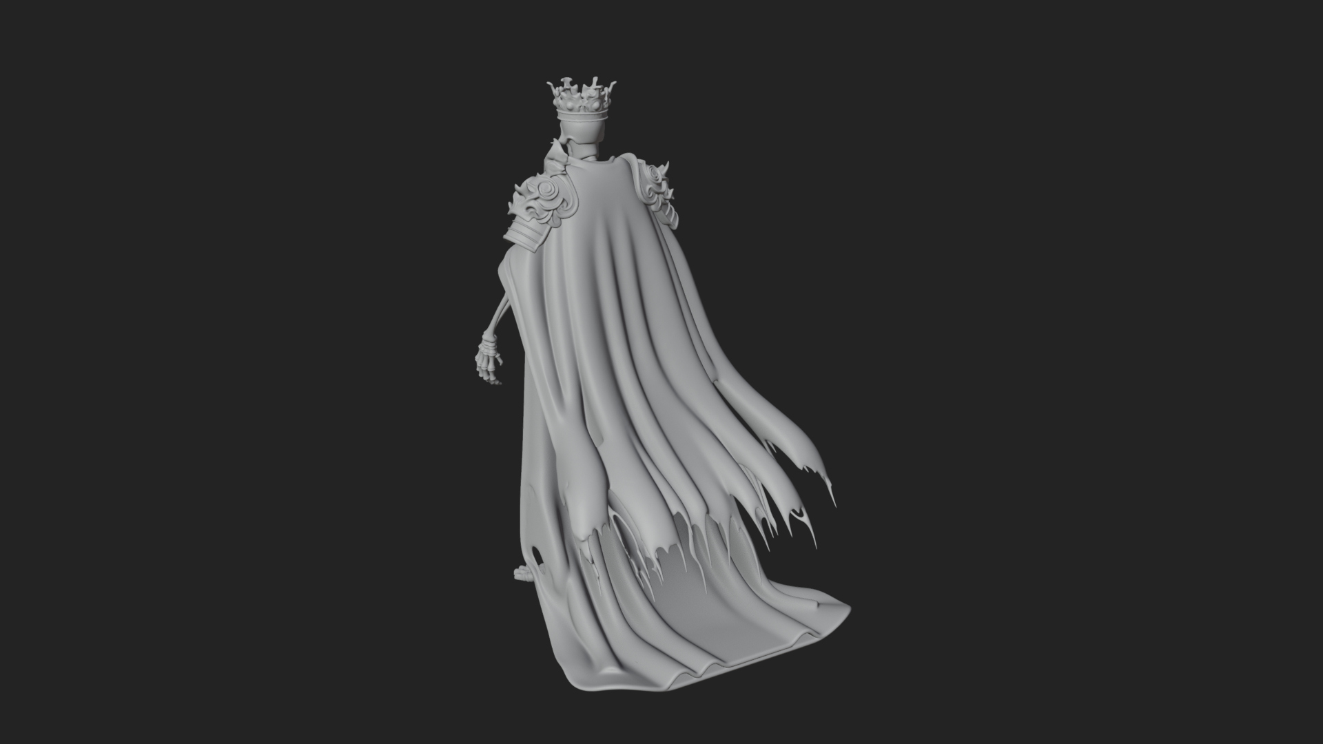 Crowned Skeleton King Statue Design 13 3D Print Model 3D Model