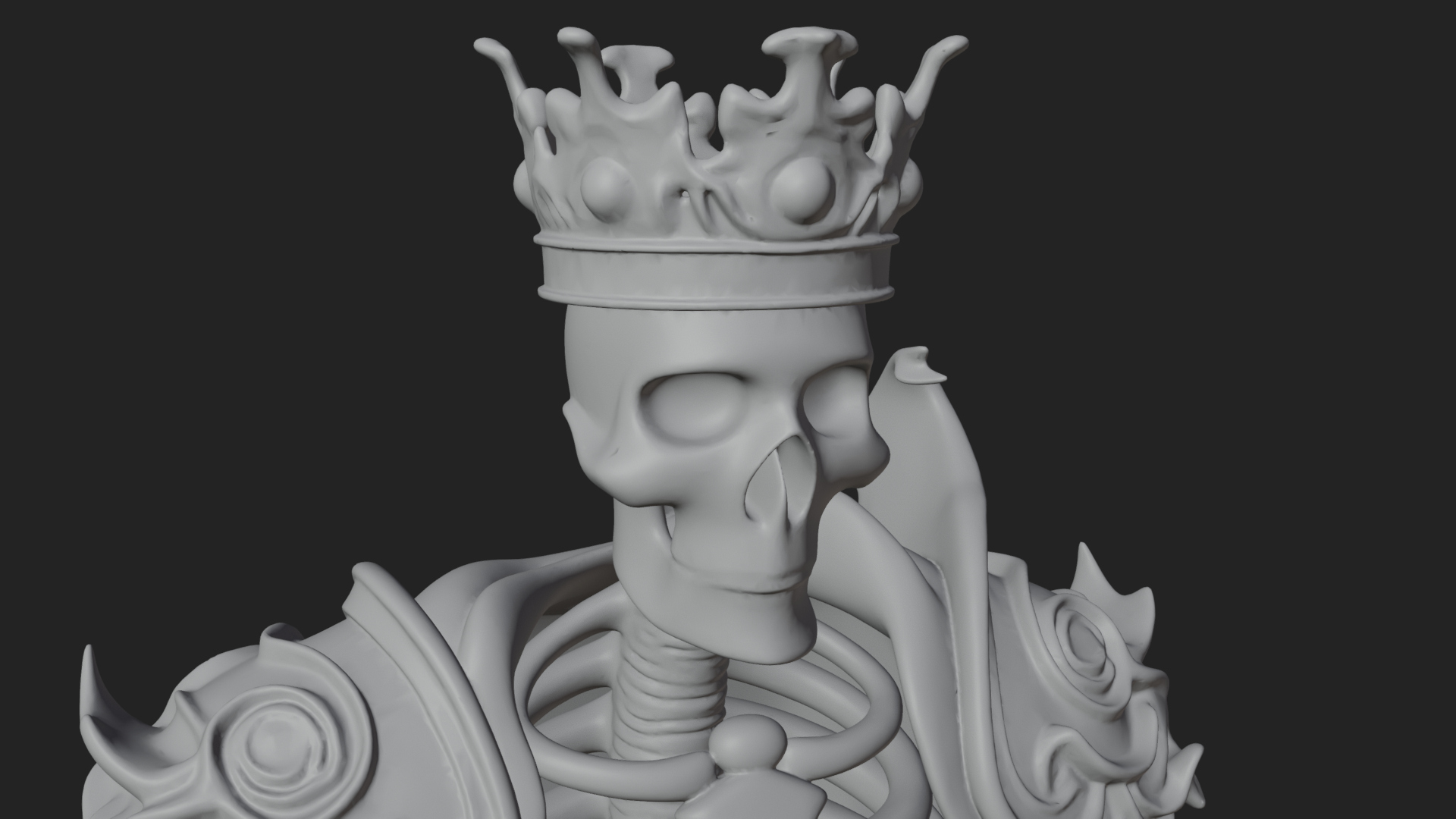 Crowned Skeleton King Statue Design 13 3D Print Model 3D Model