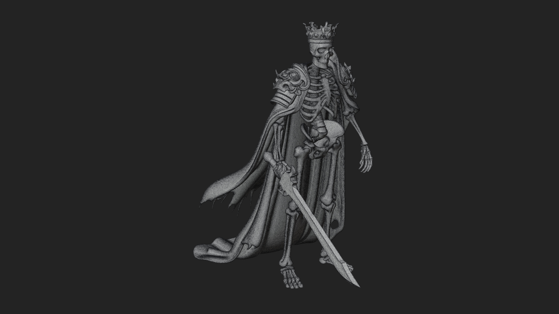 Crowned Skeleton King Statue Design 13 3D Print Model 3D Model