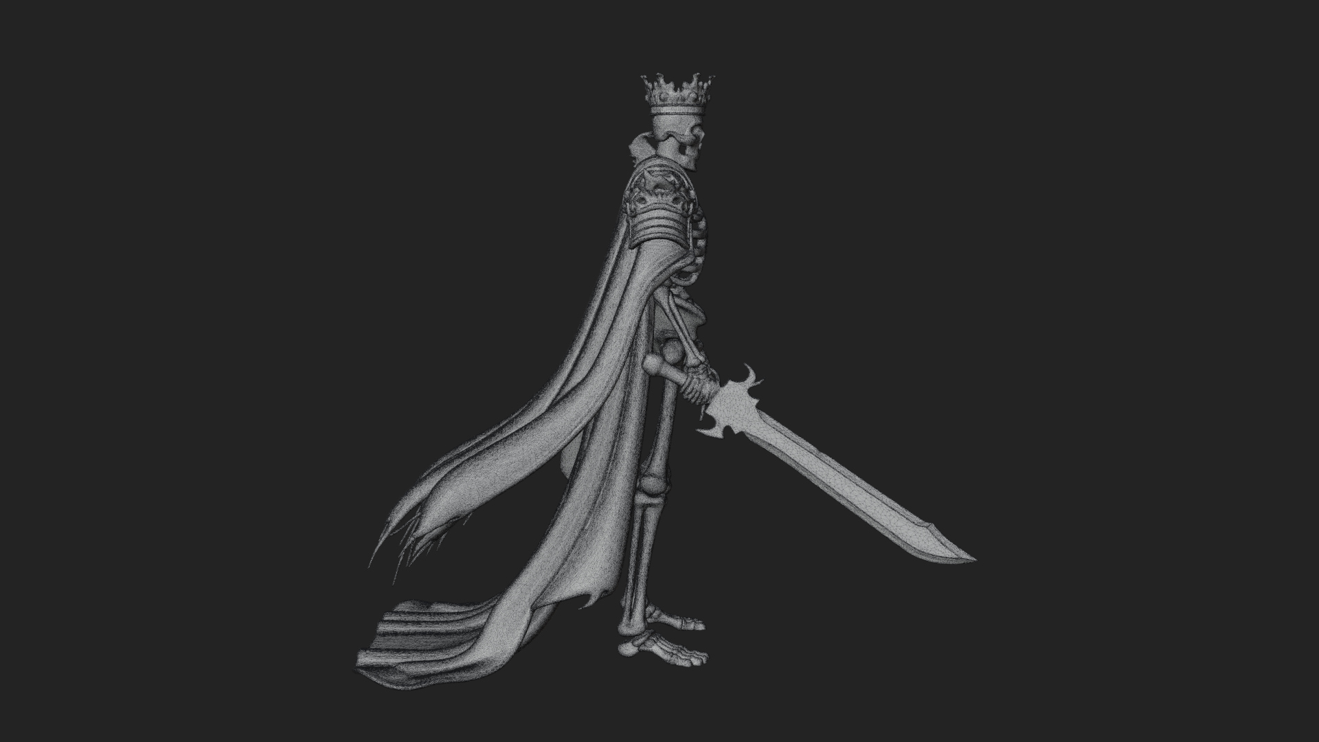 Crowned Skeleton King Statue Design 13 3D Print Model 3D Model