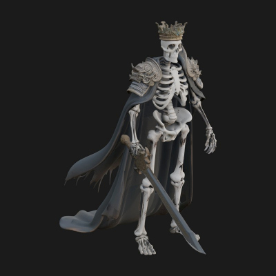 Crowned Skeleton King Statue Design 13 3D Print Model