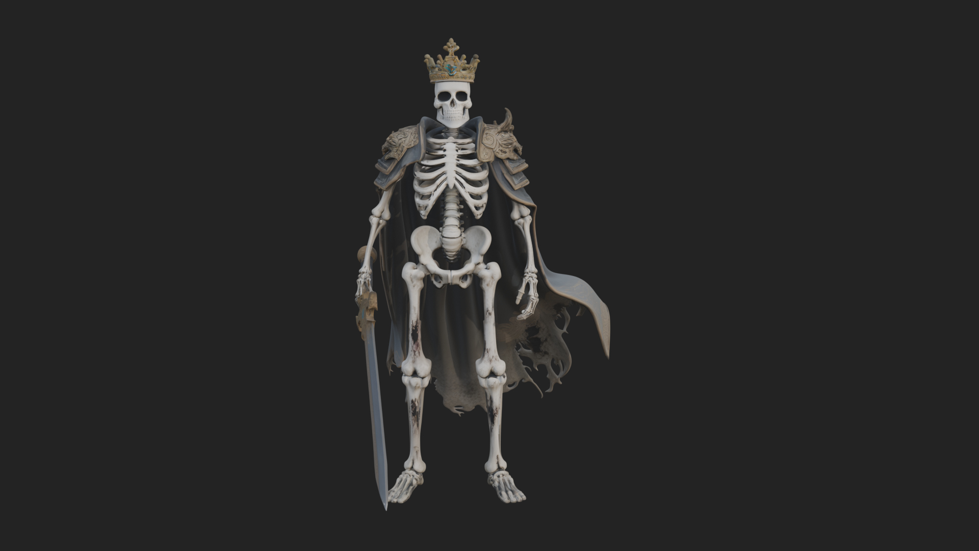 Crowned Skeleton King Statue Design 14 3D Print Model 3D Model