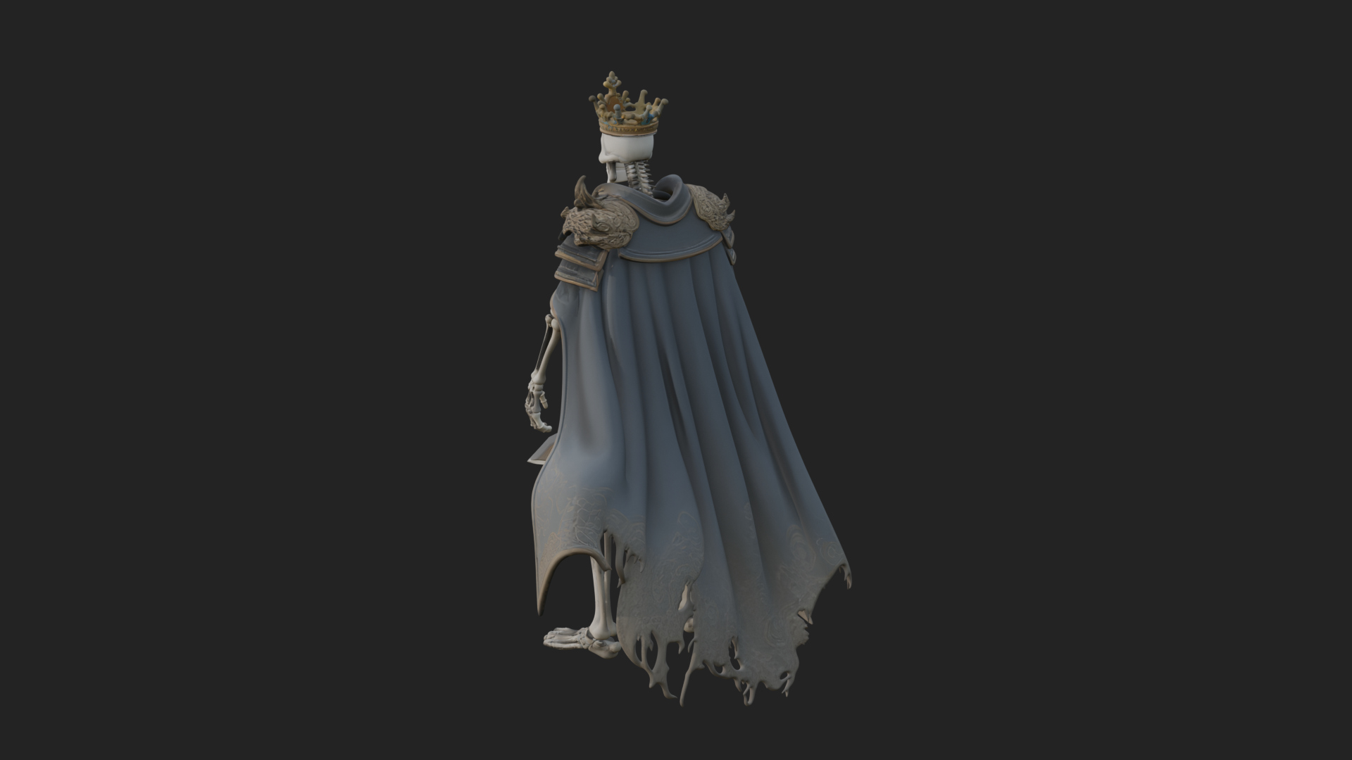 Crowned Skeleton King Statue Design 14 3D Print Model 3D Model