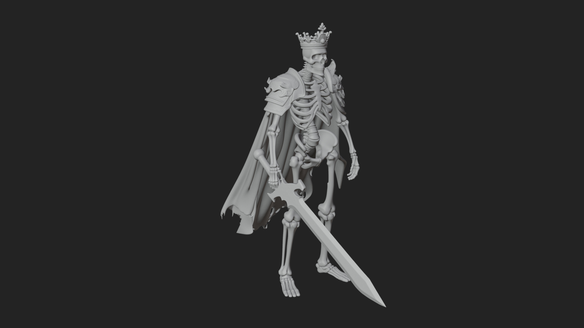 Crowned Skeleton King Statue Design 14 3D Print Model 3D Model