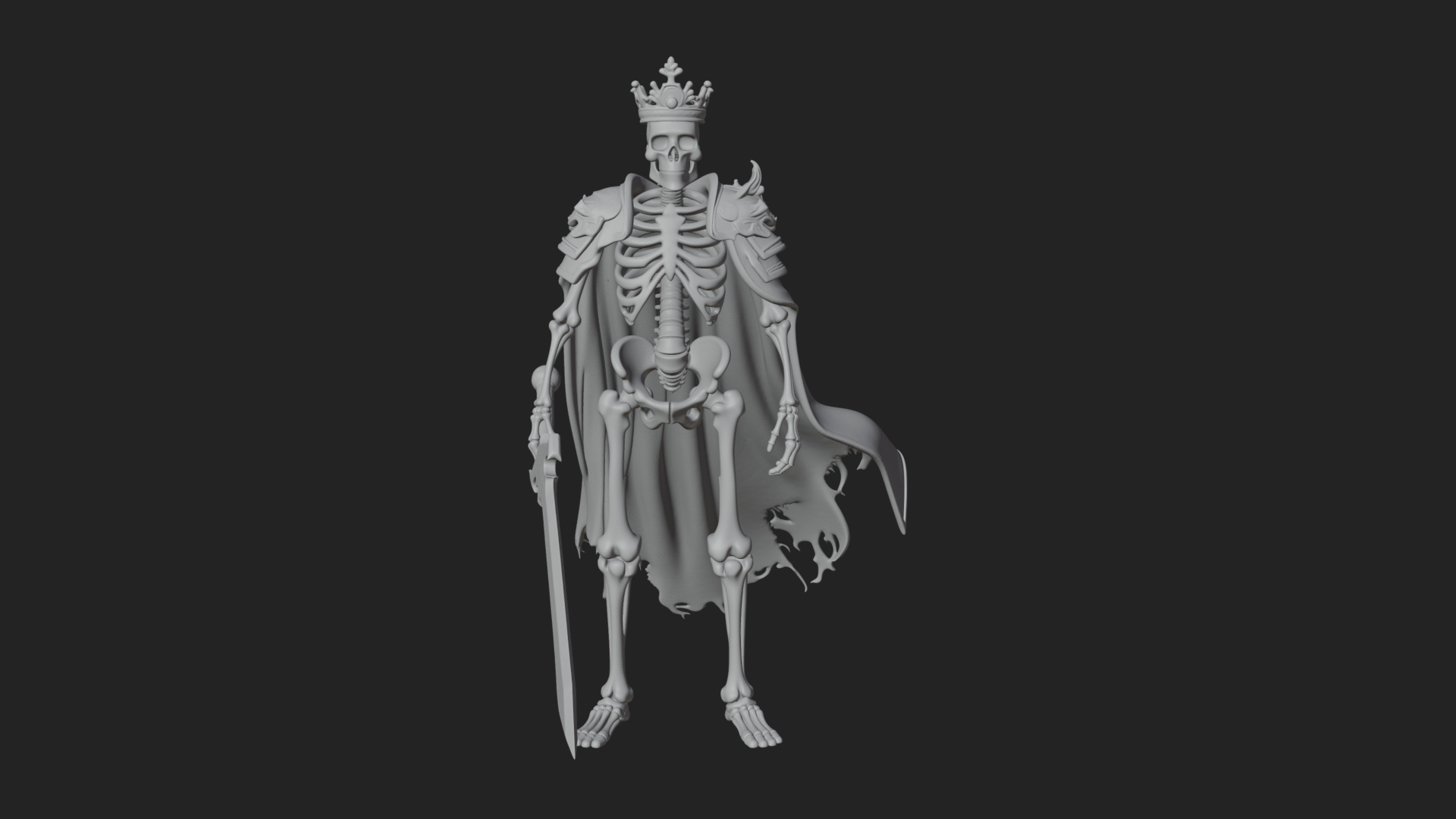 Crowned Skeleton King Statue Design 14 3D Print Model 3D Model