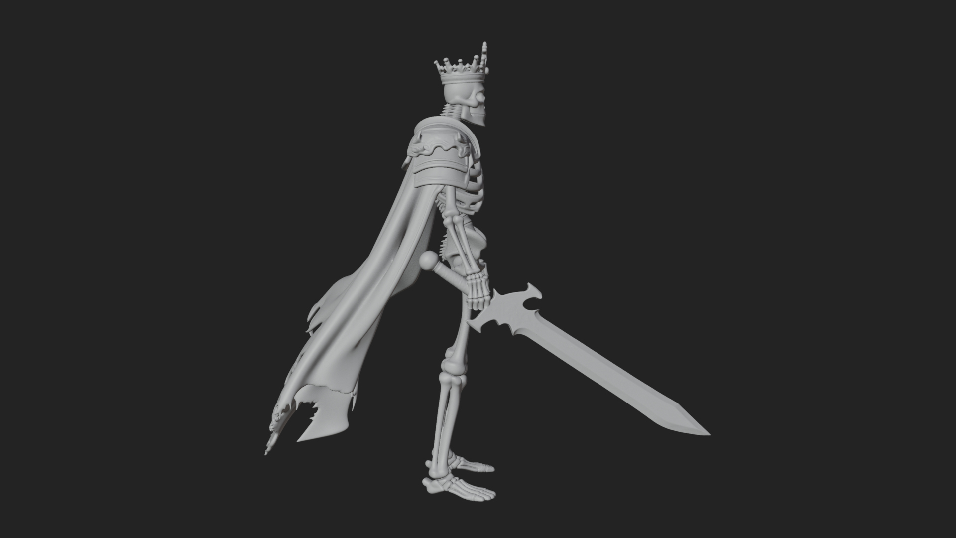 Crowned Skeleton King Statue Design 14 3D Print Model 3D Model