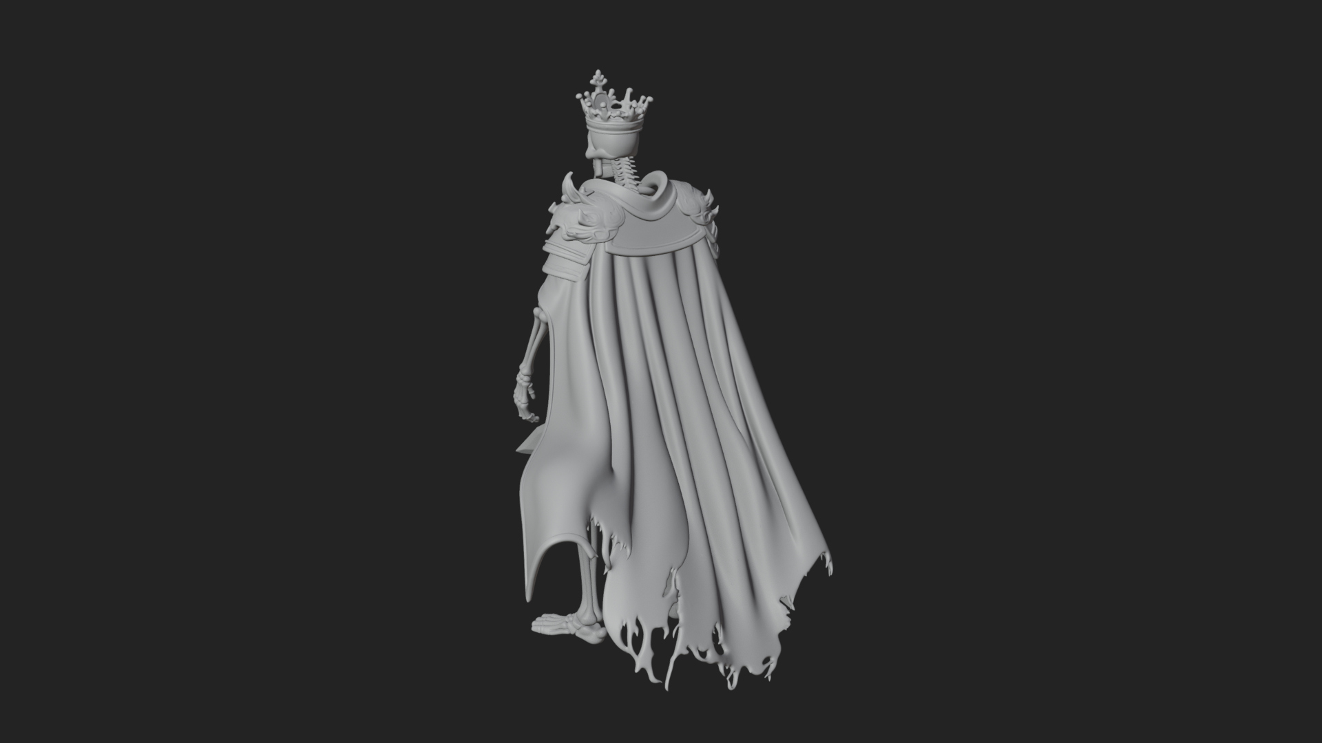 Crowned Skeleton King Statue Design 14 3D Print Model 3D Model