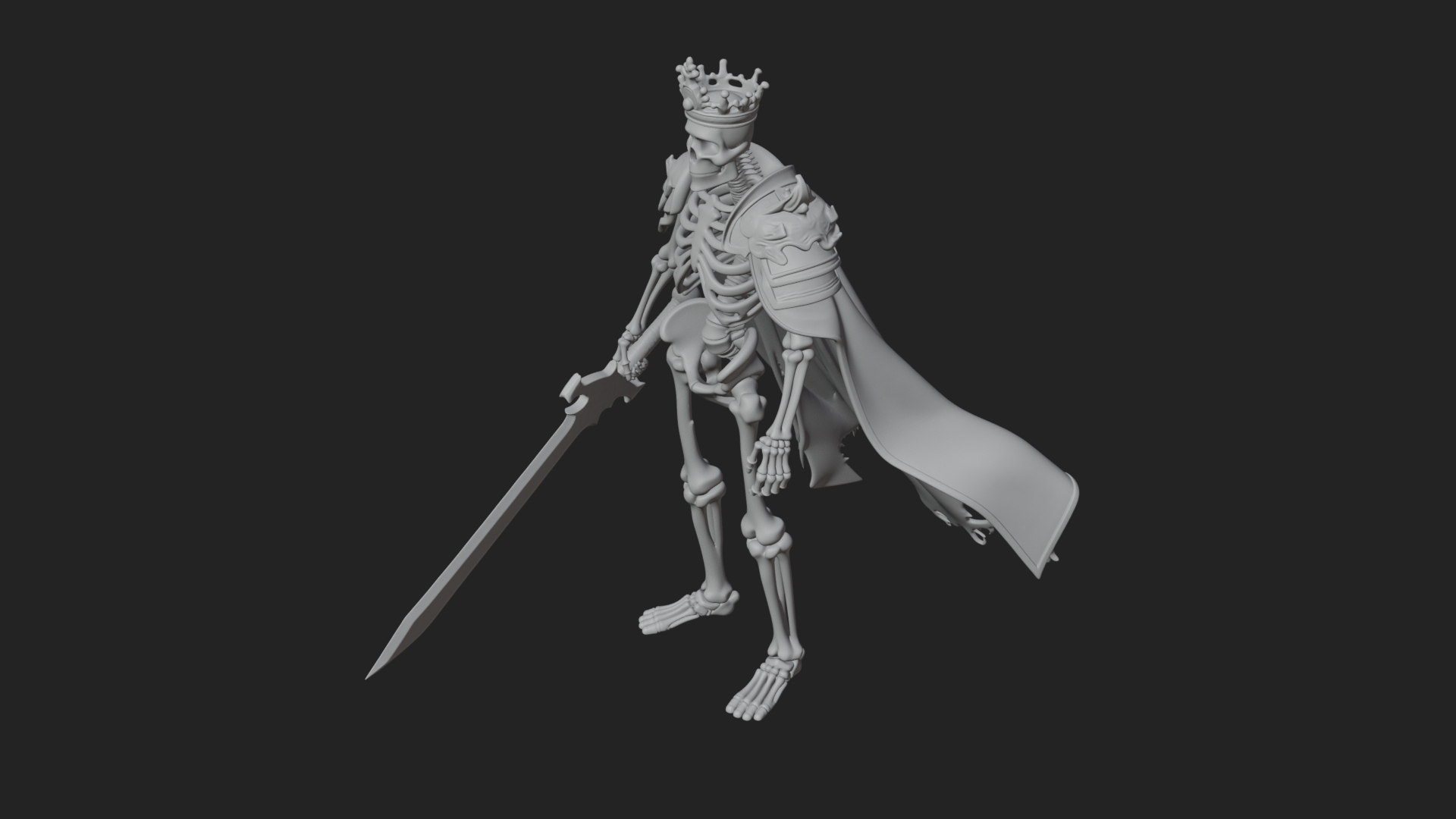 Crowned Skeleton King Statue Design 14 3D Print Model 3D Model