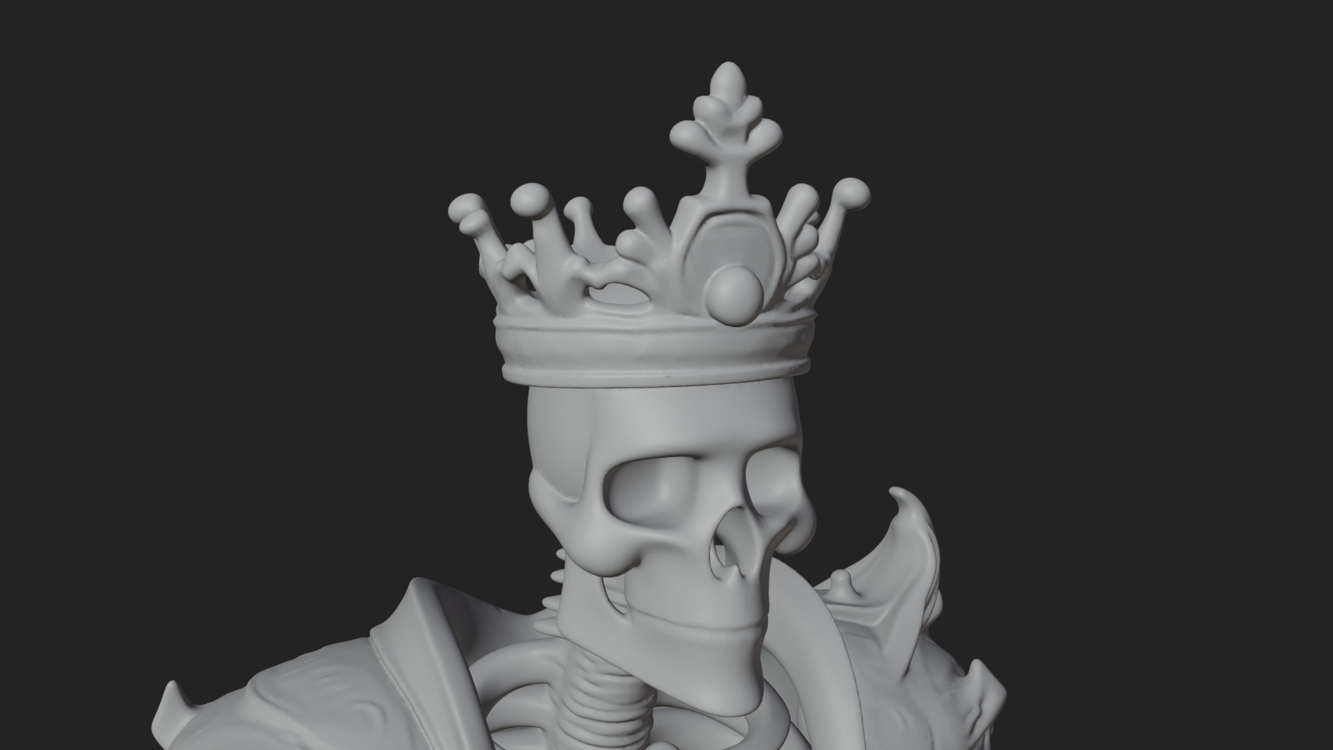 Crowned Skeleton King Statue Design 14 3D Print Model 3D Model