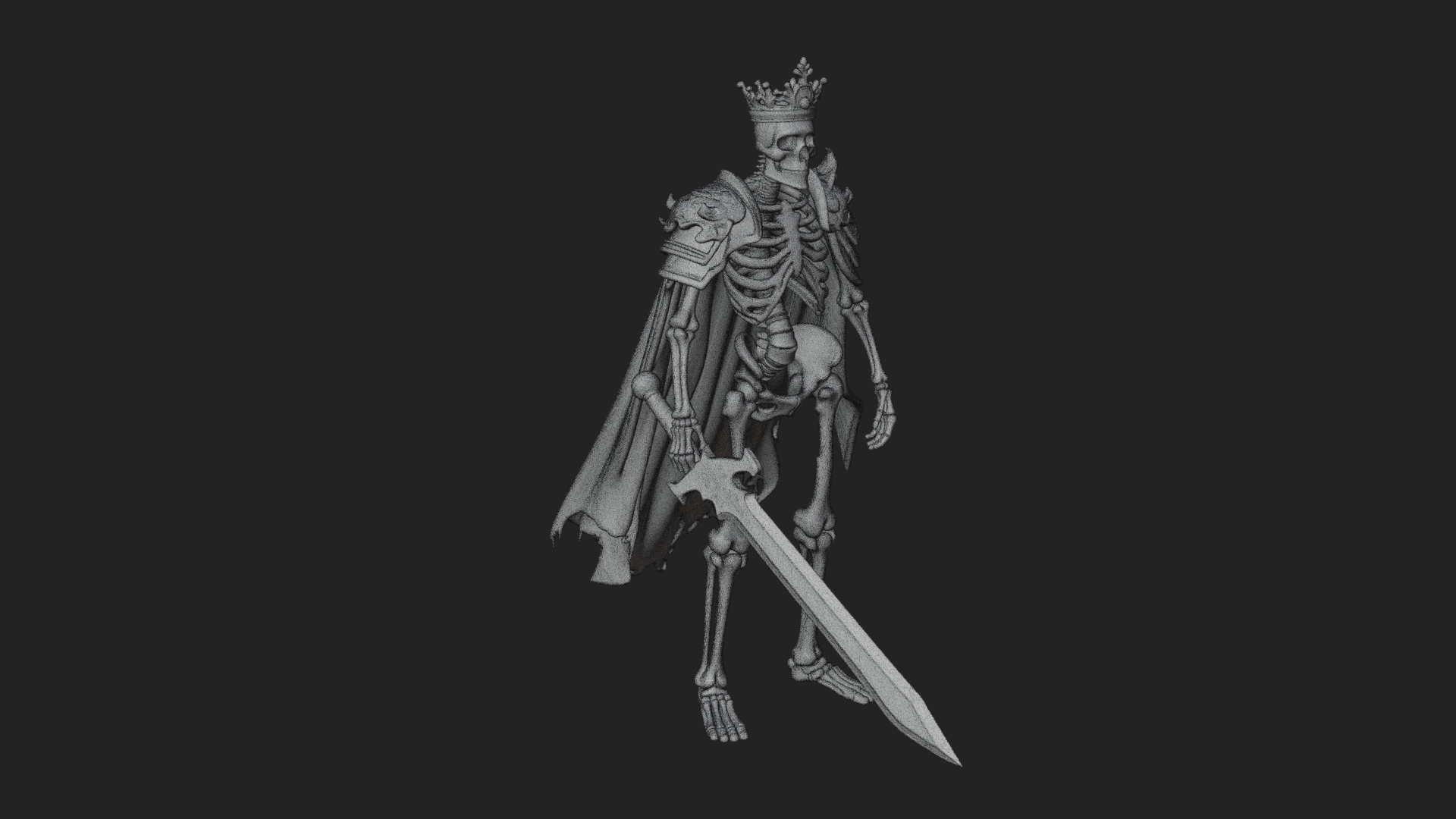 Crowned Skeleton King Statue Design 14 3D Print Model 3D Model