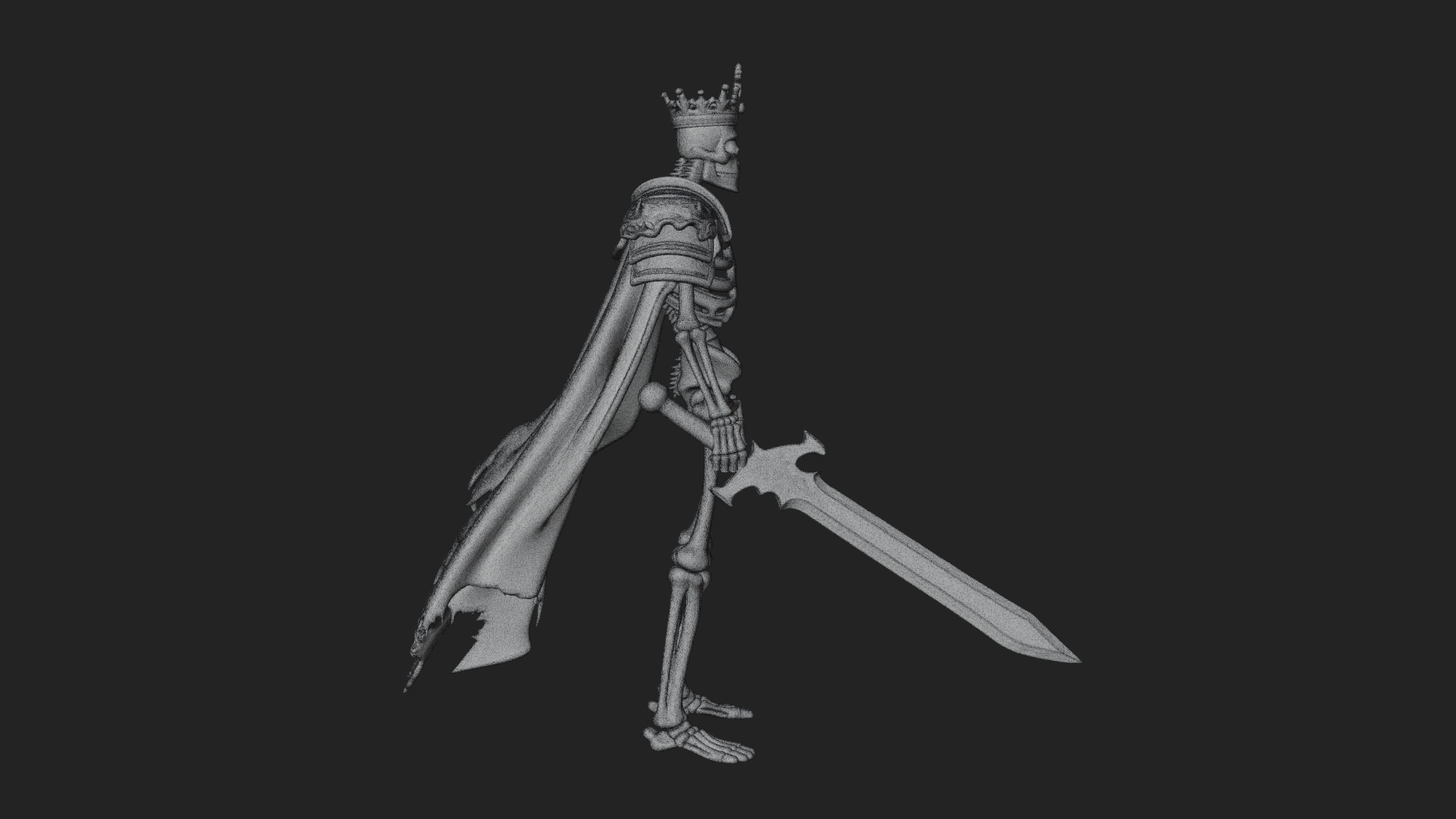 Crowned Skeleton King Statue Design 14 3D Print Model 3D Model