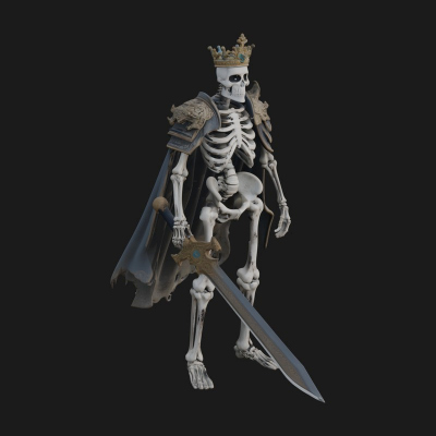 Crowned Skeleton King Statue Design 14 3D Print Model