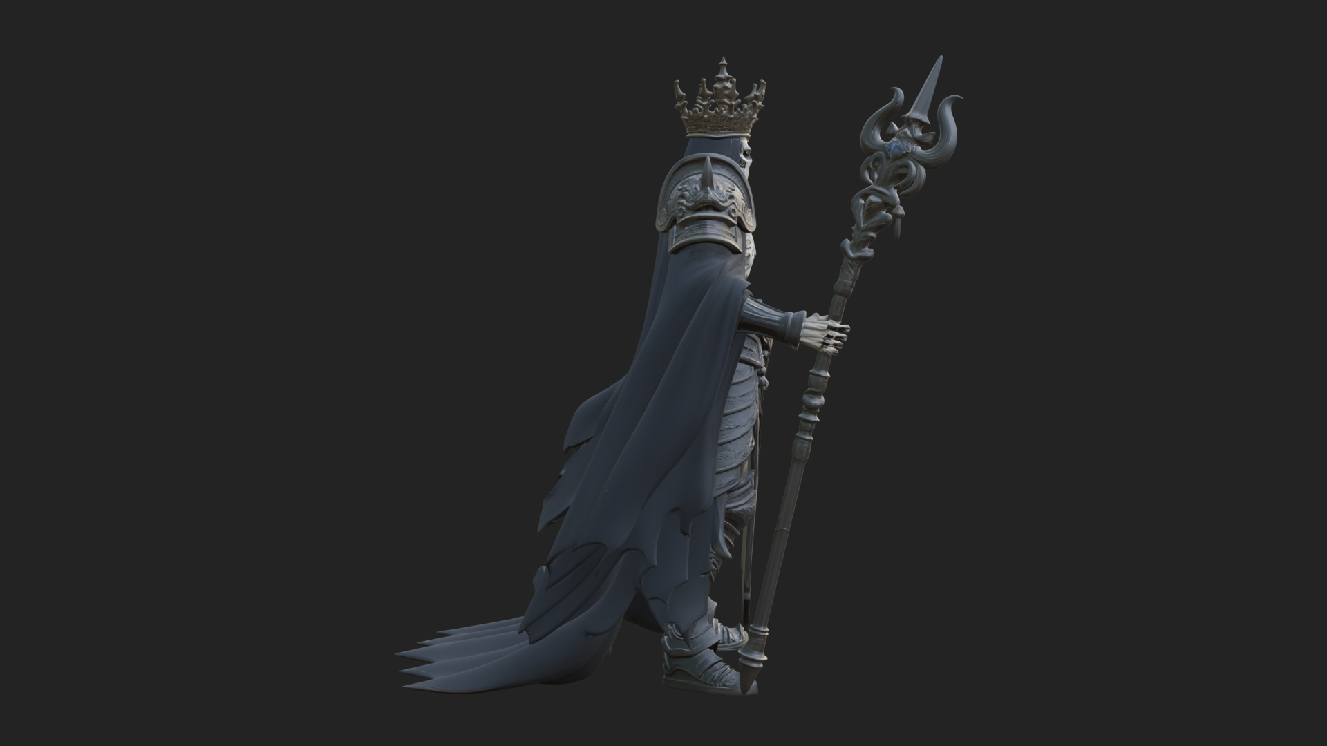 Crowned Skeleton King Statue Design 15 3D Print Model 3D Model