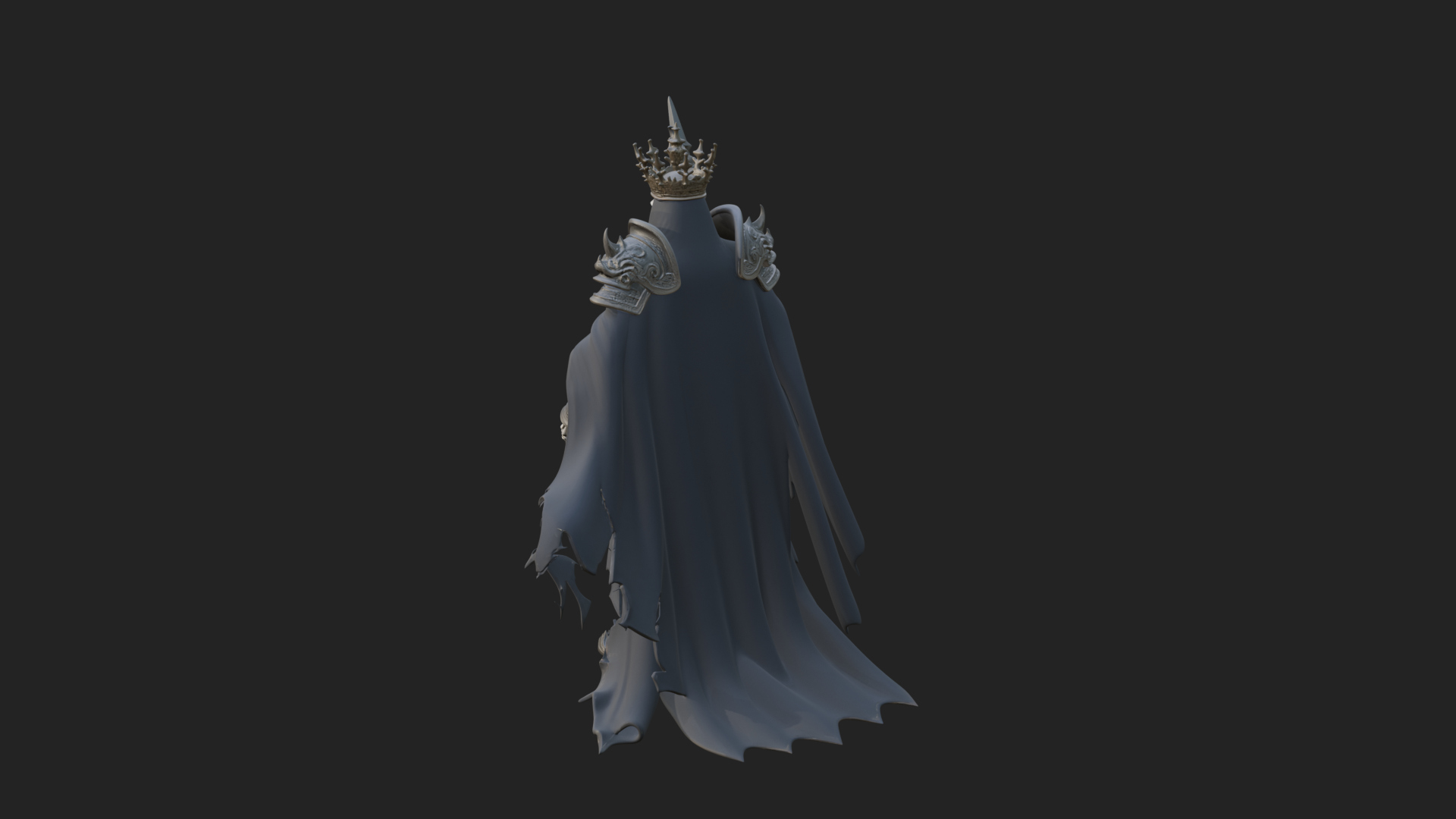 Crowned Skeleton King Statue Design 15 3D Print Model 3D Model