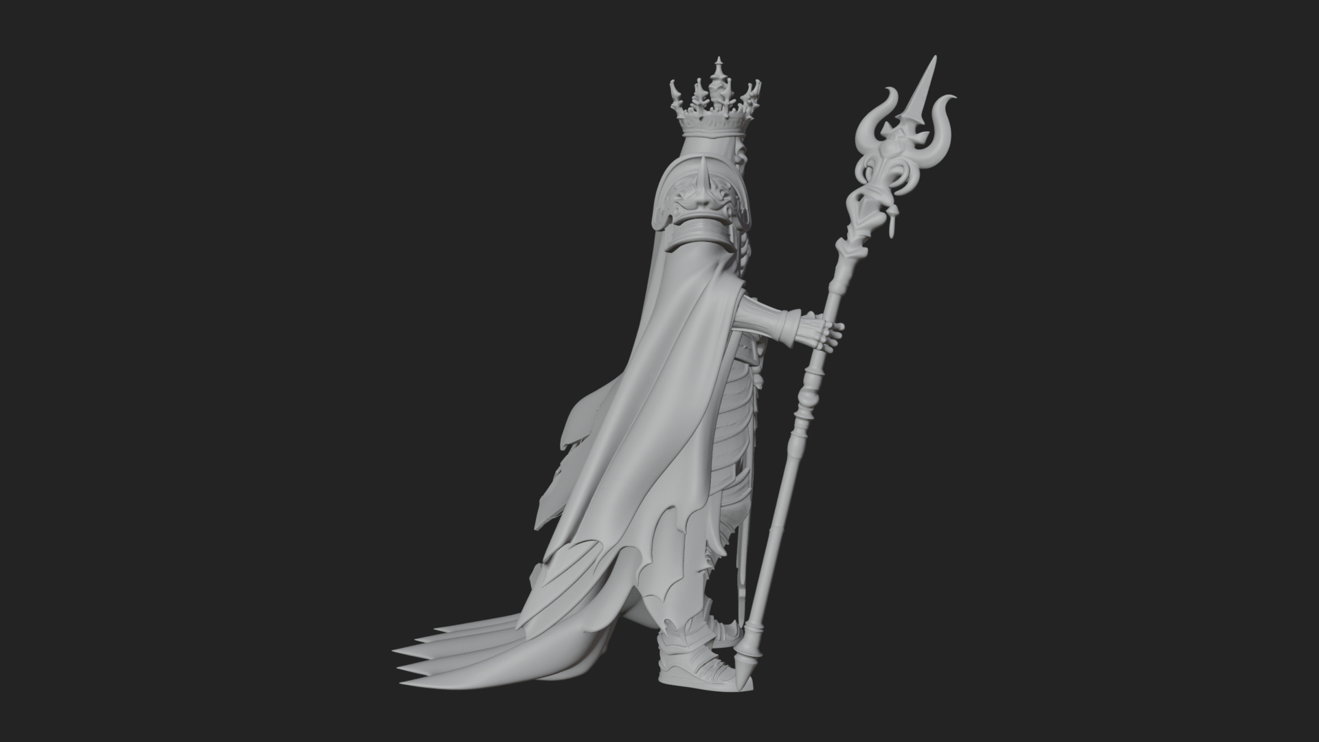 Crowned Skeleton King Statue Design 15 3D Print Model 3D Model