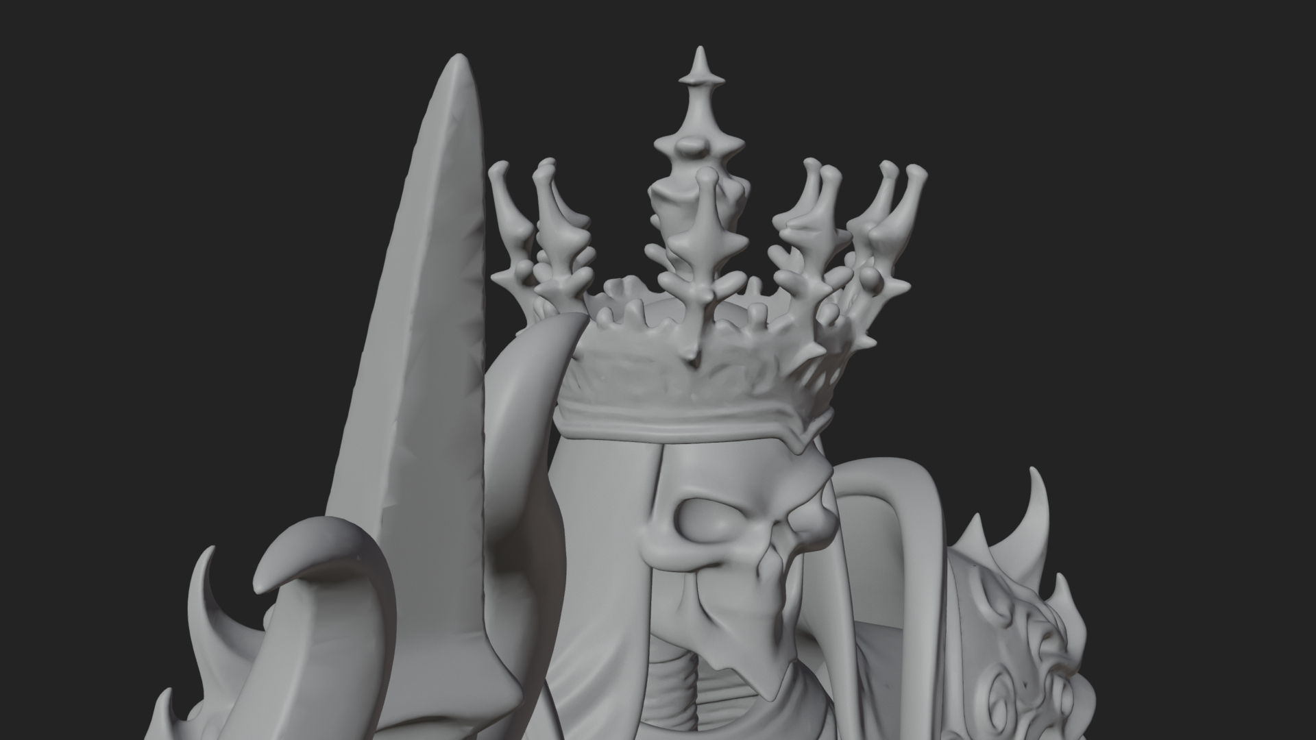 Crowned Skeleton King Statue Design 15 3D Print Model 3D Model