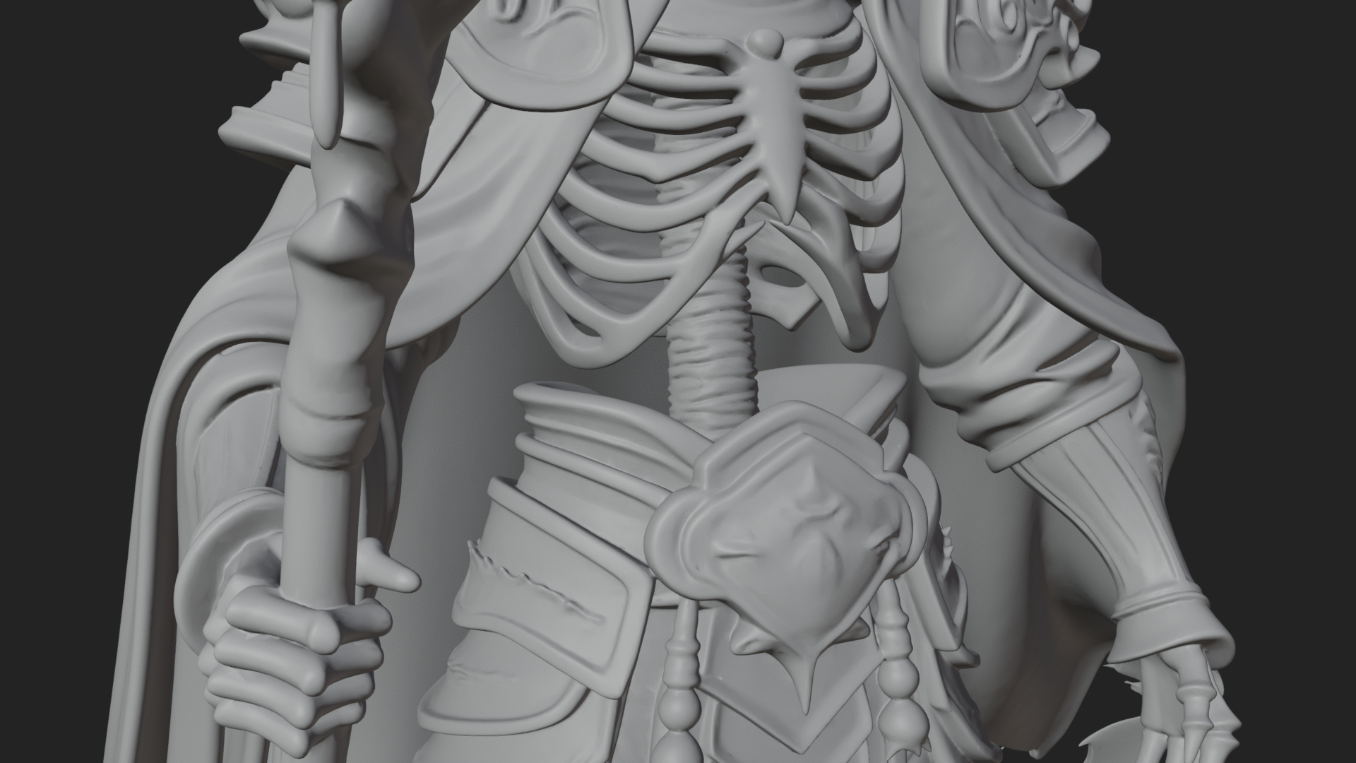 Crowned Skeleton King Statue Design 15 3D Print Model 3D Model