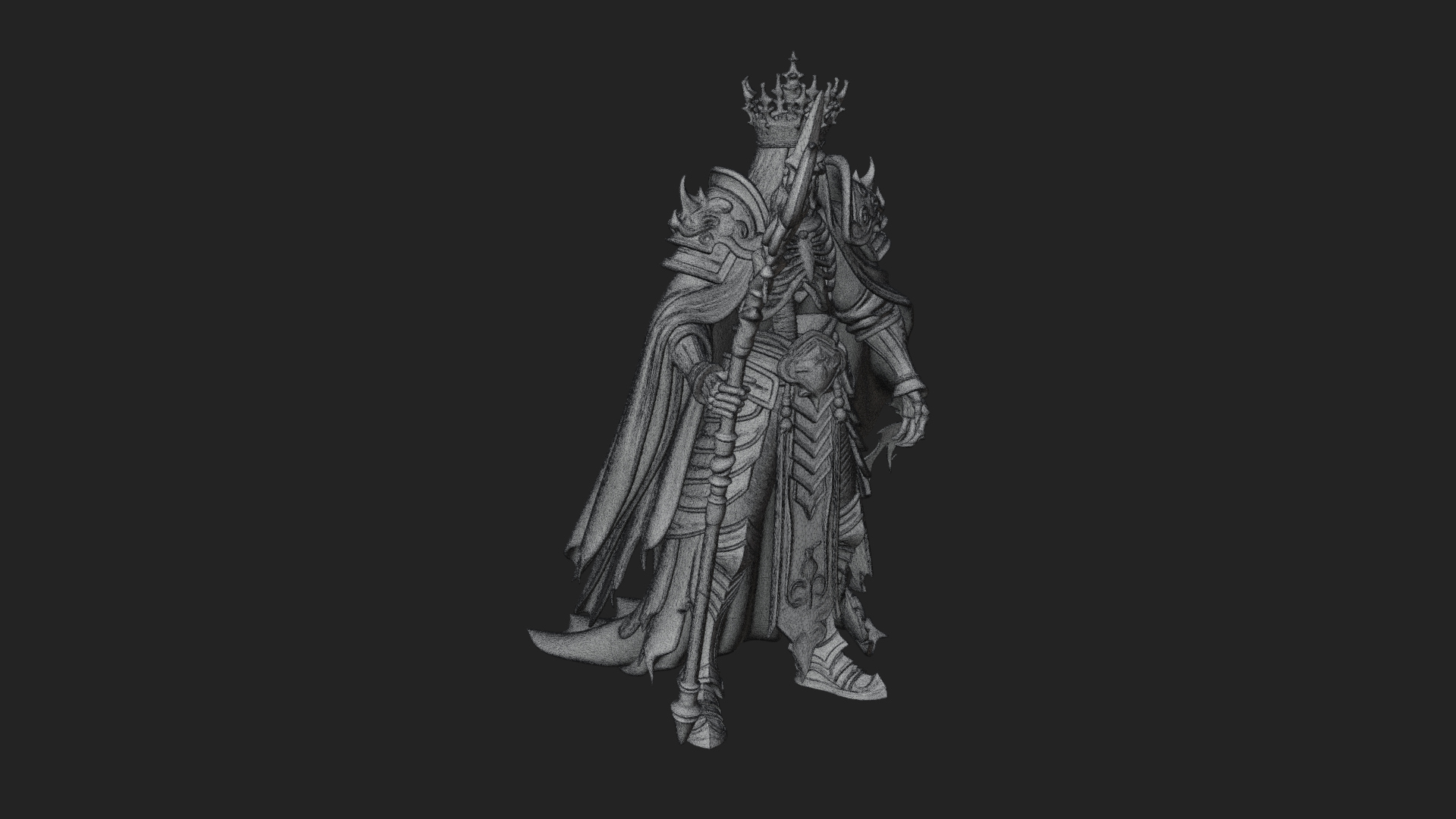 Crowned Skeleton King Statue Design 15 3D Print Model 3D Model