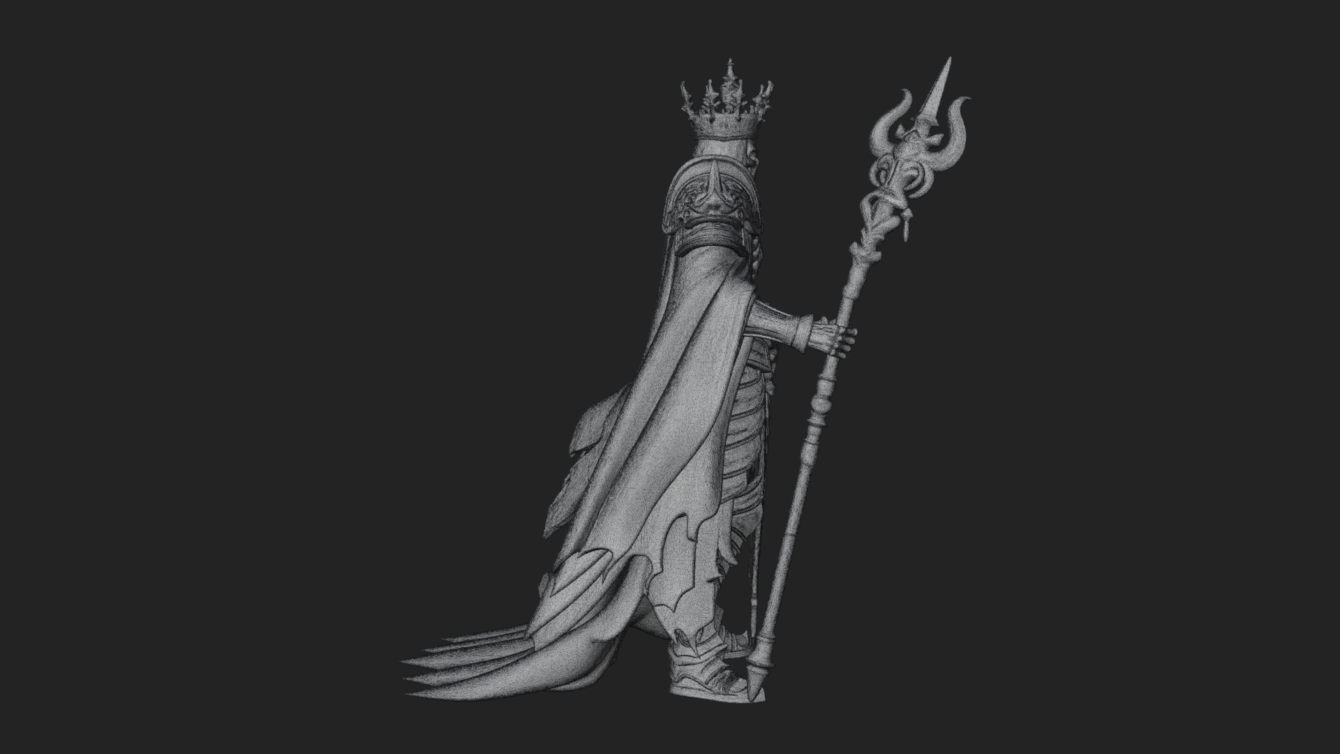 Crowned Skeleton King Statue Design 15 3D Print Model 3D Model