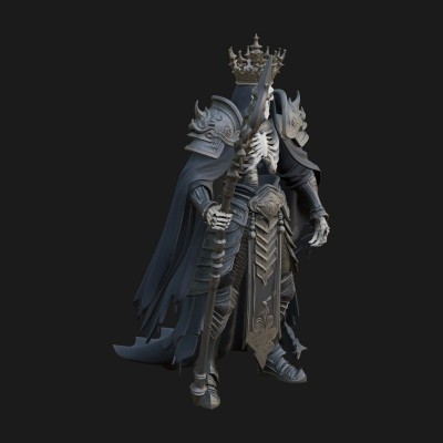 Crowned Skeleton King Statue Design 15 3D Print Model