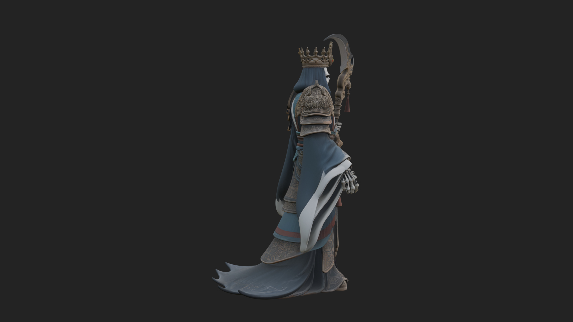 Crowned Skeleton King Statue Design 16 3D Print Model 3D Model