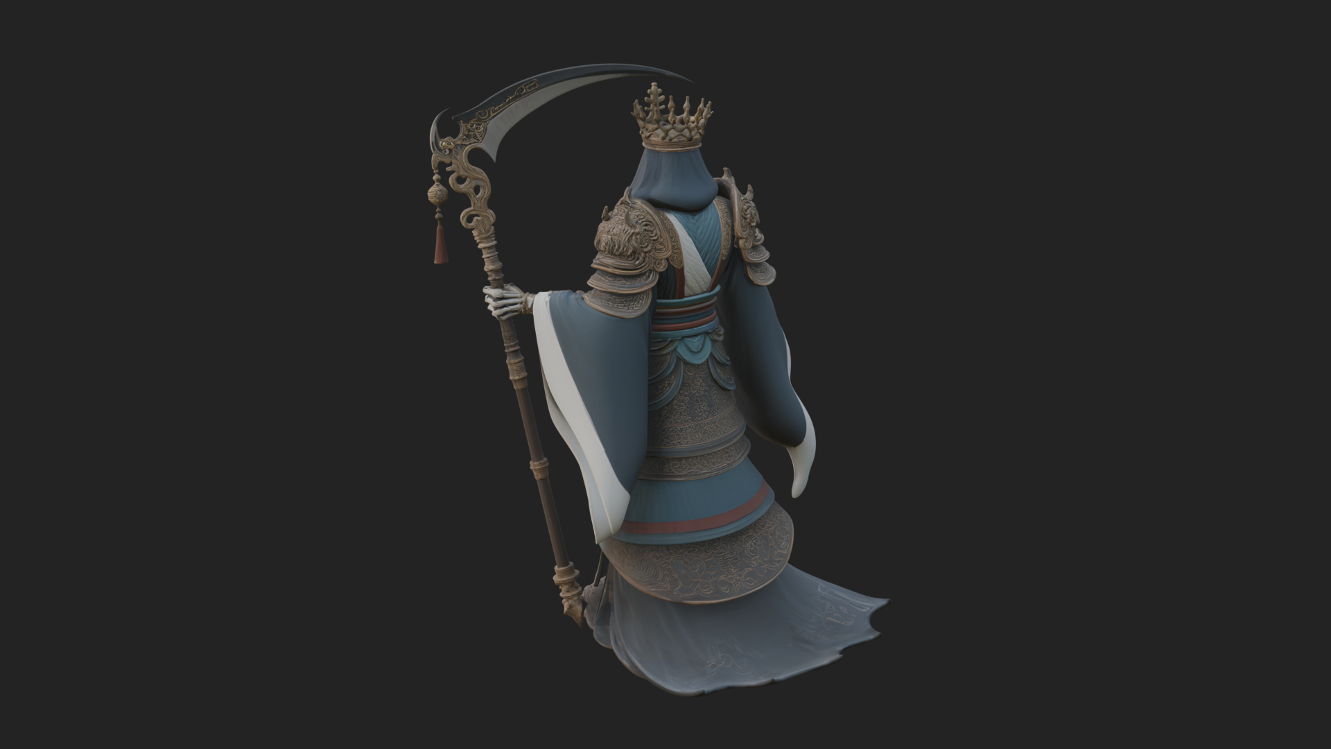 Crowned Skeleton King Statue Design 16 3D Print Model 3D Model
