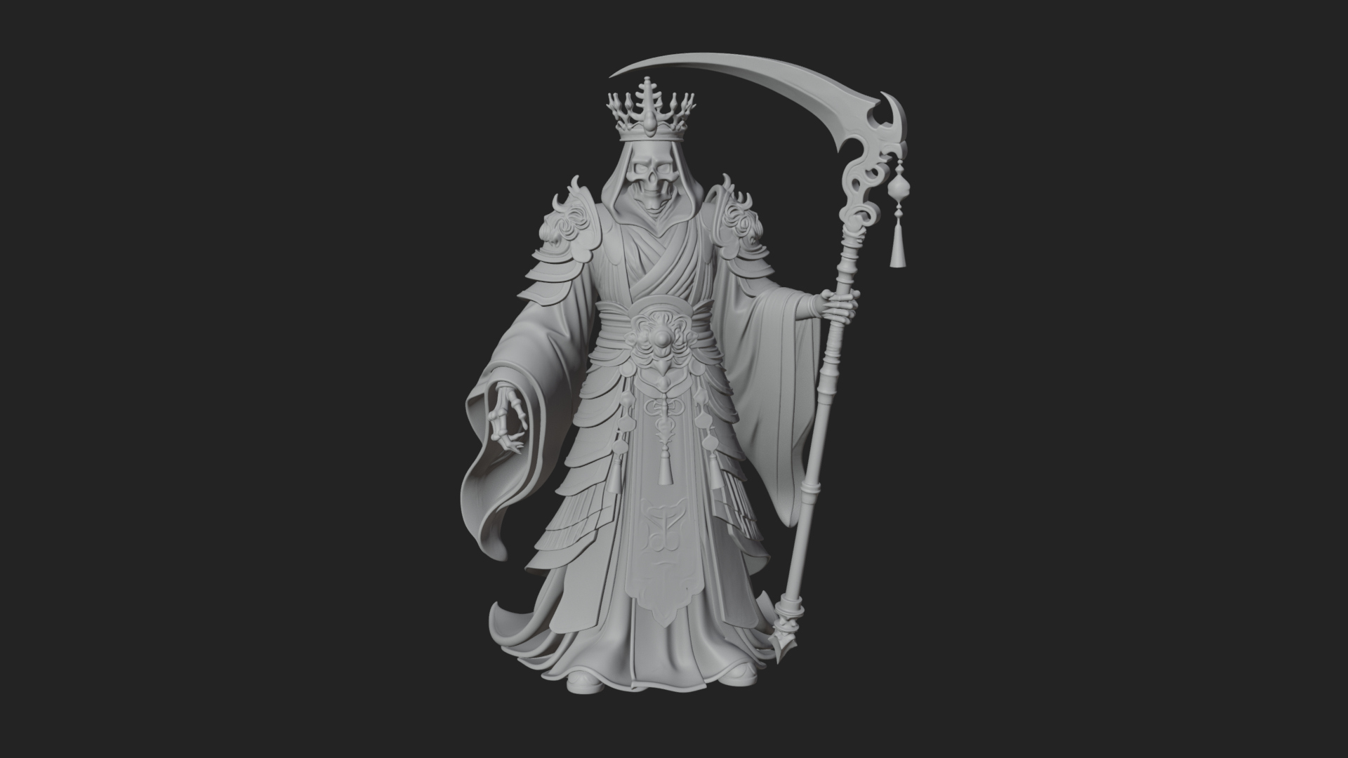 Crowned Skeleton King Statue Design 16 3D Print Model 3D Model