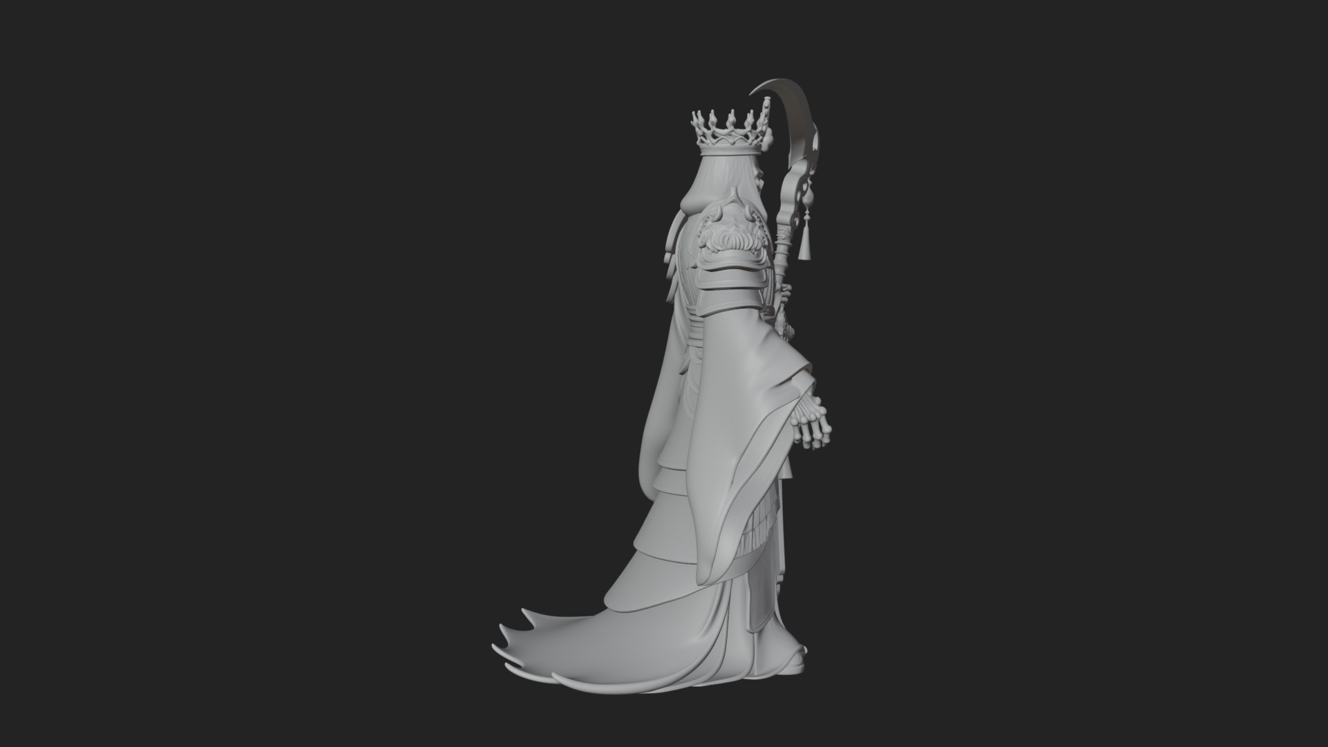 Crowned Skeleton King Statue Design 16 3D Print Model 3D Model