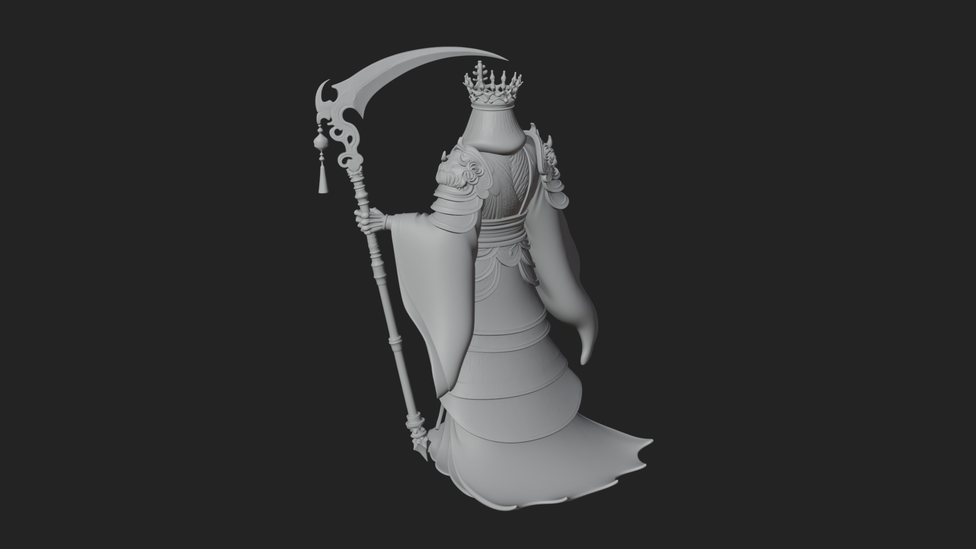 Crowned Skeleton King Statue Design 16 3D Print Model 3D Model