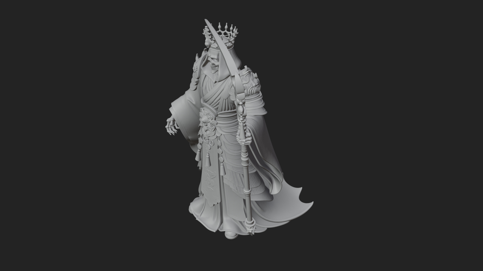 Crowned Skeleton King Statue Design 16 3D Print Model 3D Model