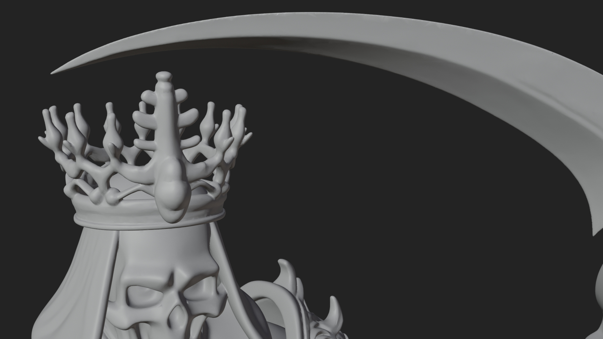 Crowned Skeleton King Statue Design 16 3D Print Model 3D Model