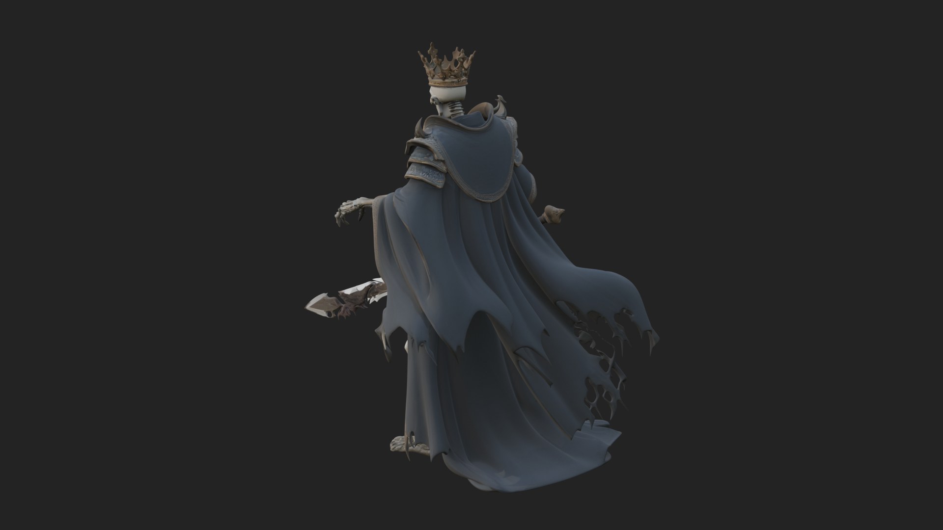 Crowned Skeleton King Statue Design 17 3D Print Model 3D Model