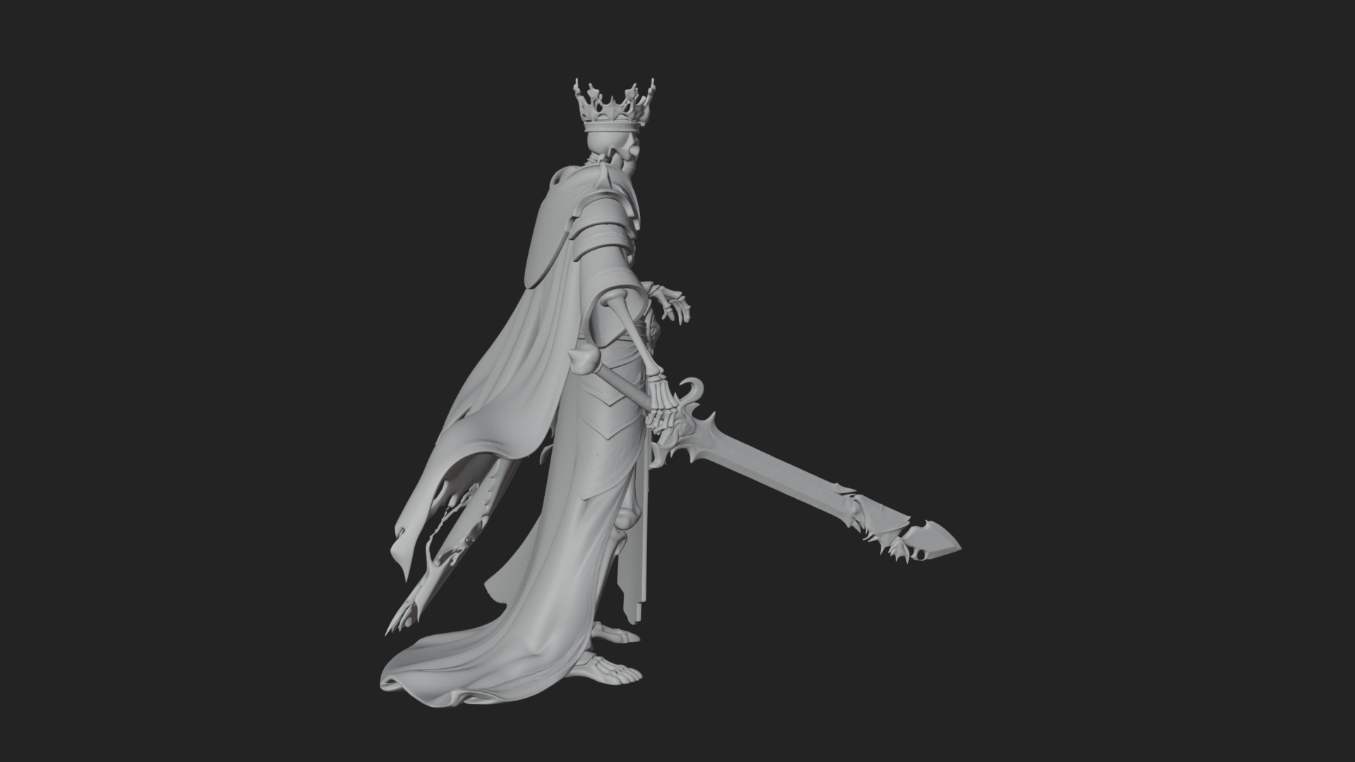Crowned Skeleton King Statue Design 17 3D Print Model 3D Model