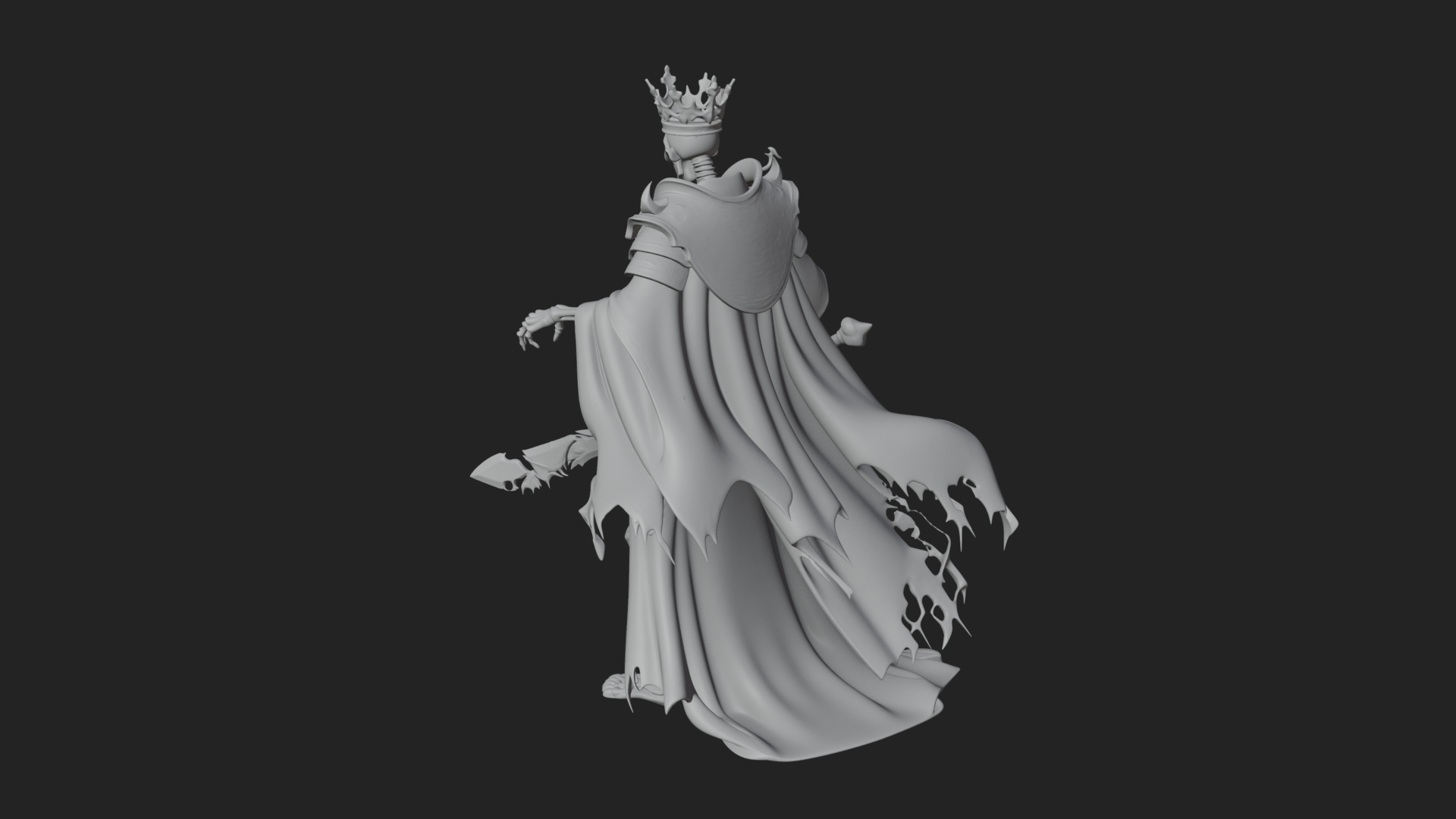 Crowned Skeleton King Statue Design 17 3D Print Model 3D Model