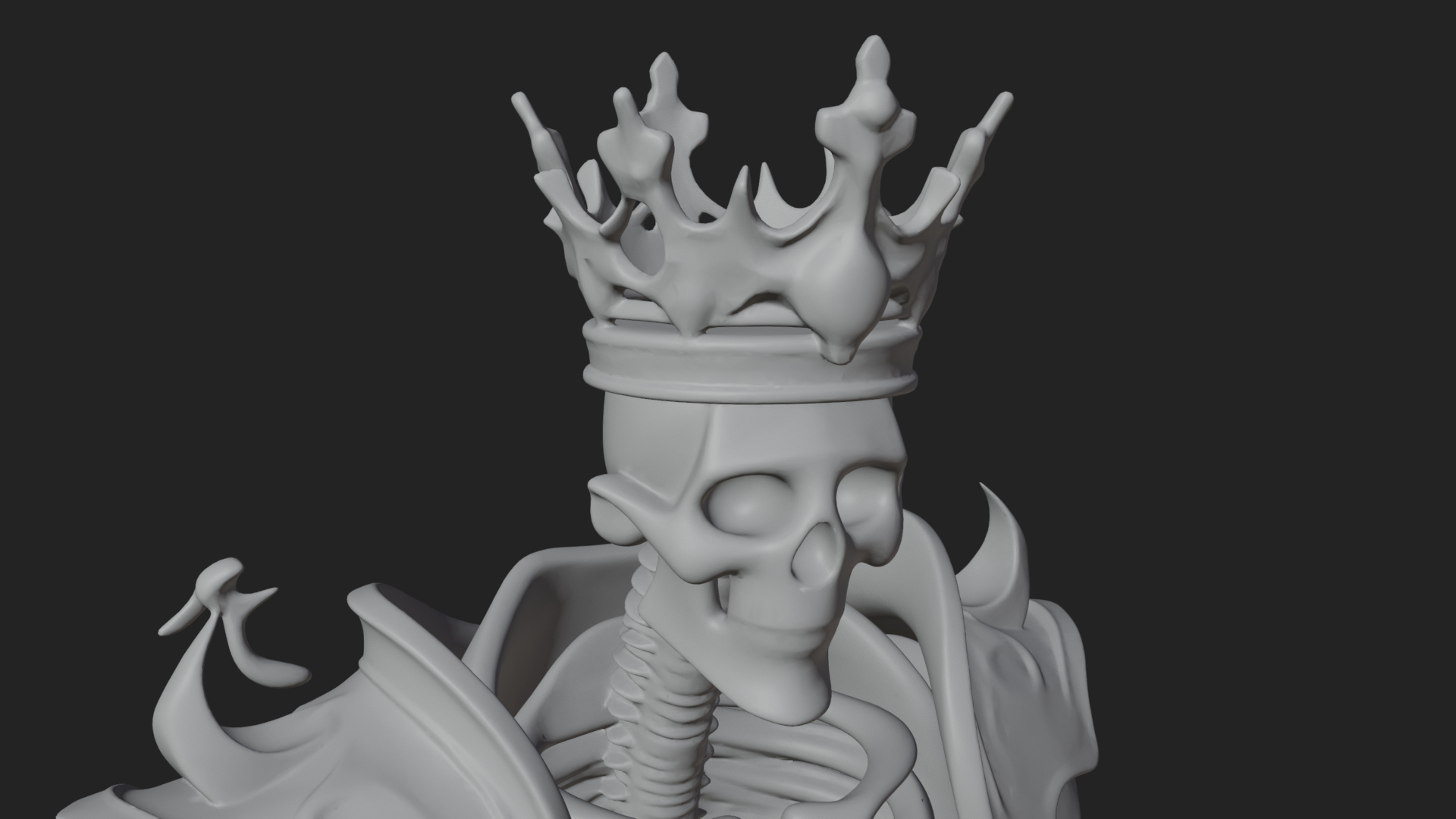 Crowned Skeleton King Statue Design 17 3D Print Model 3D Model