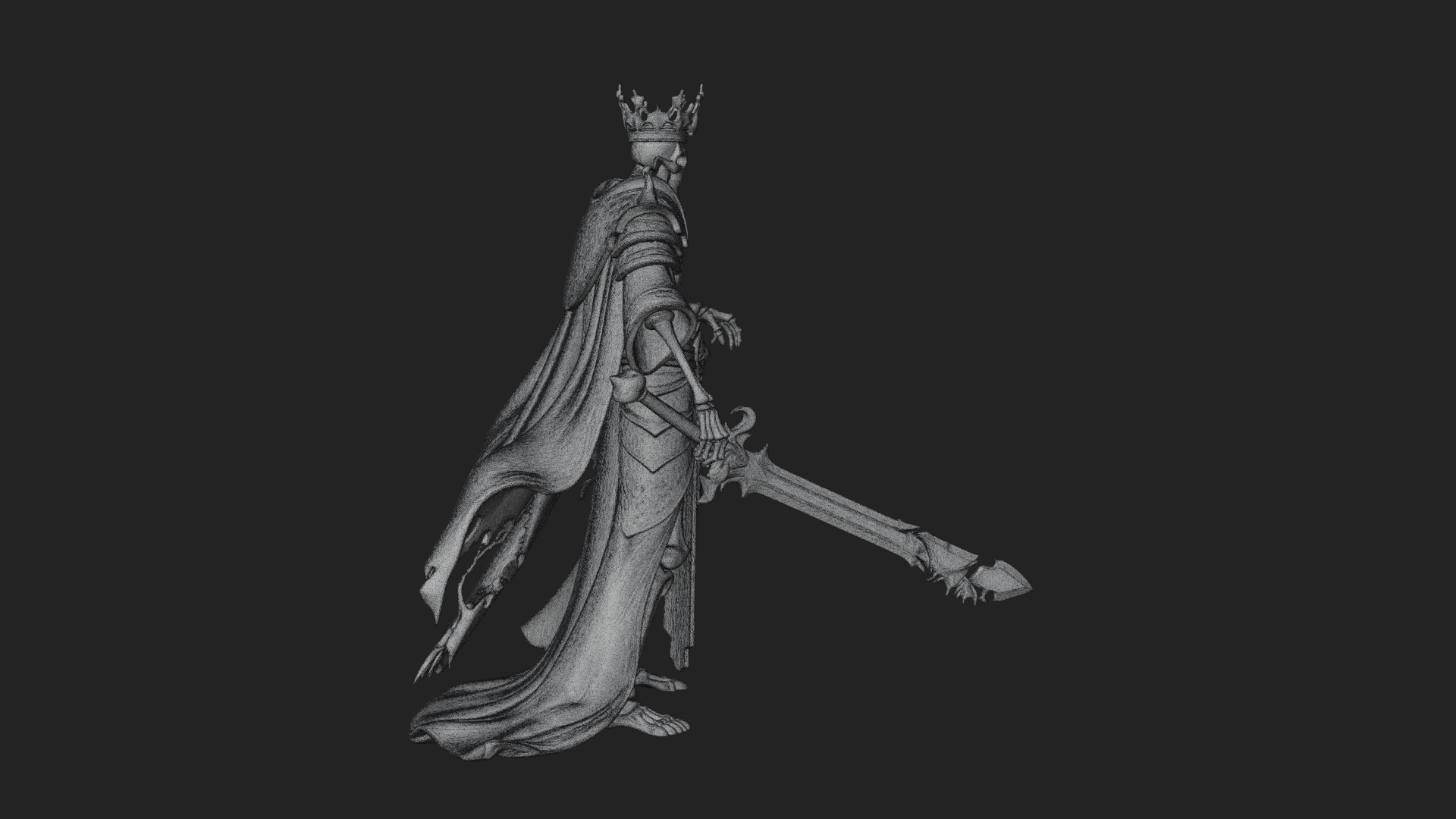 Crowned Skeleton King Statue Design 17 3D Print Model 3D Model