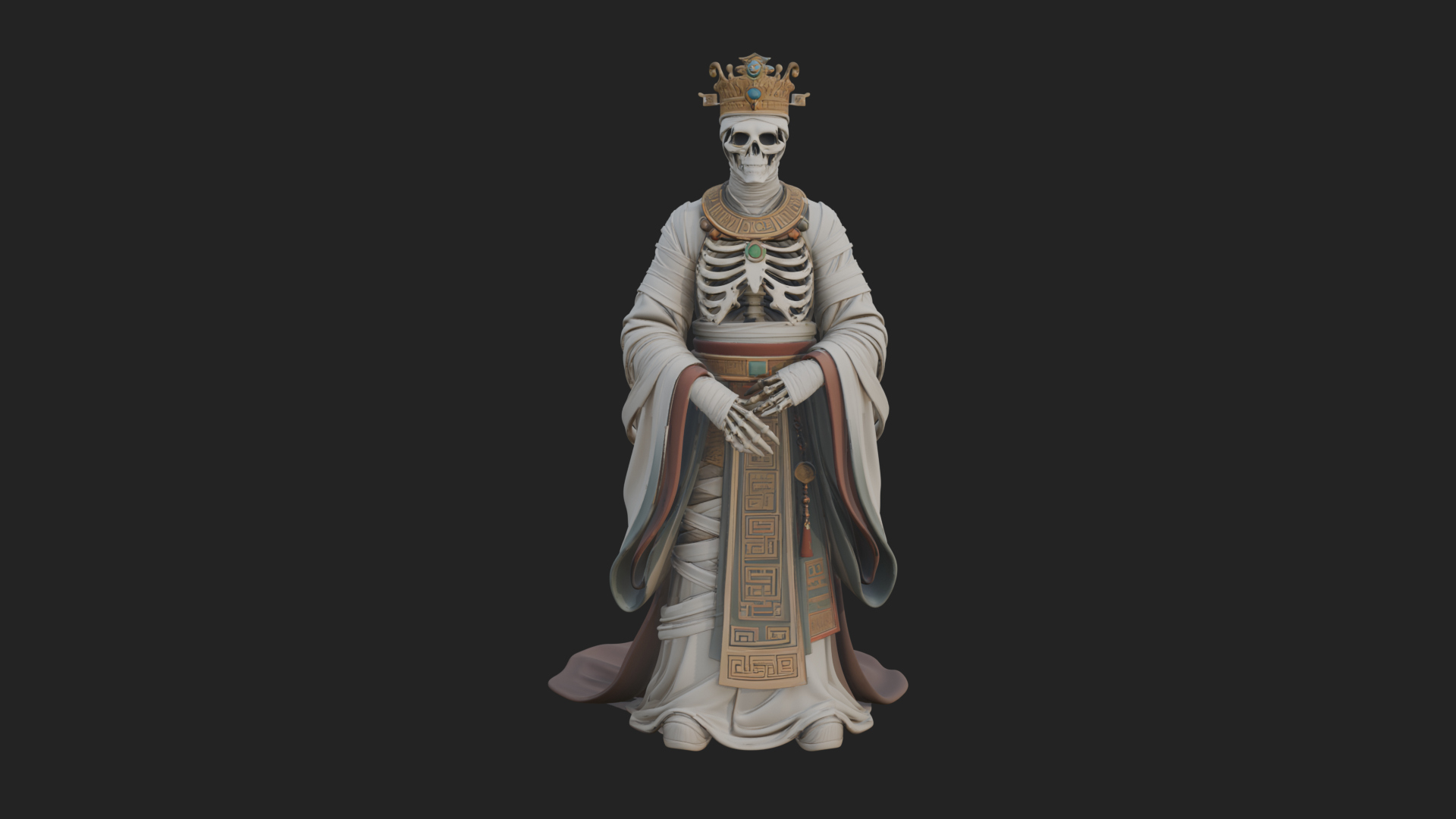 Crowned Skeleton King Statue Design 18 3D Print Model 3D Model