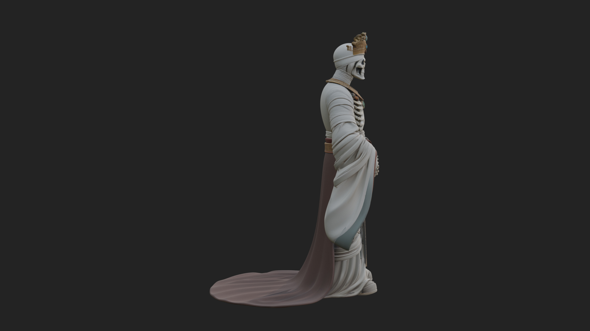 Crowned Skeleton King Statue Design 18 3D Print Model 3D Model