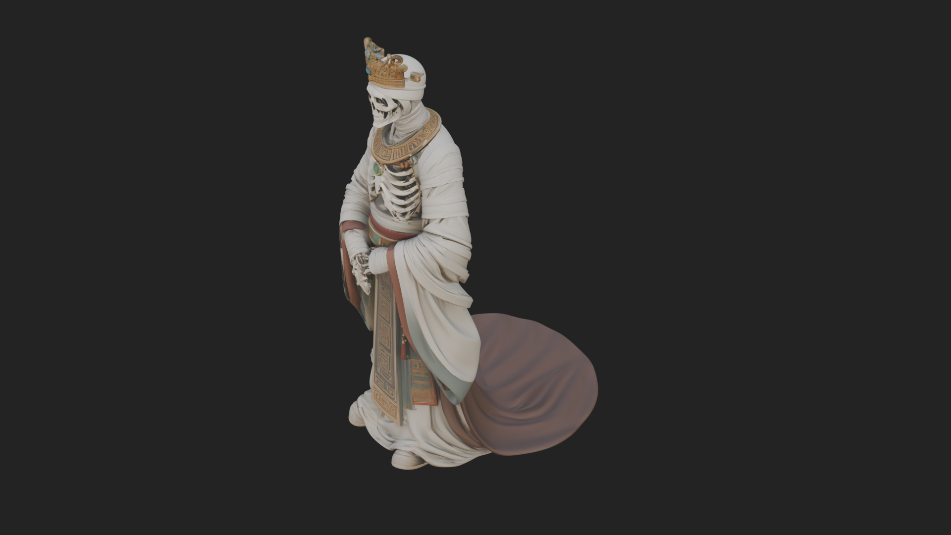 Crowned Skeleton King Statue Design 18 3D Print Model 3D Model