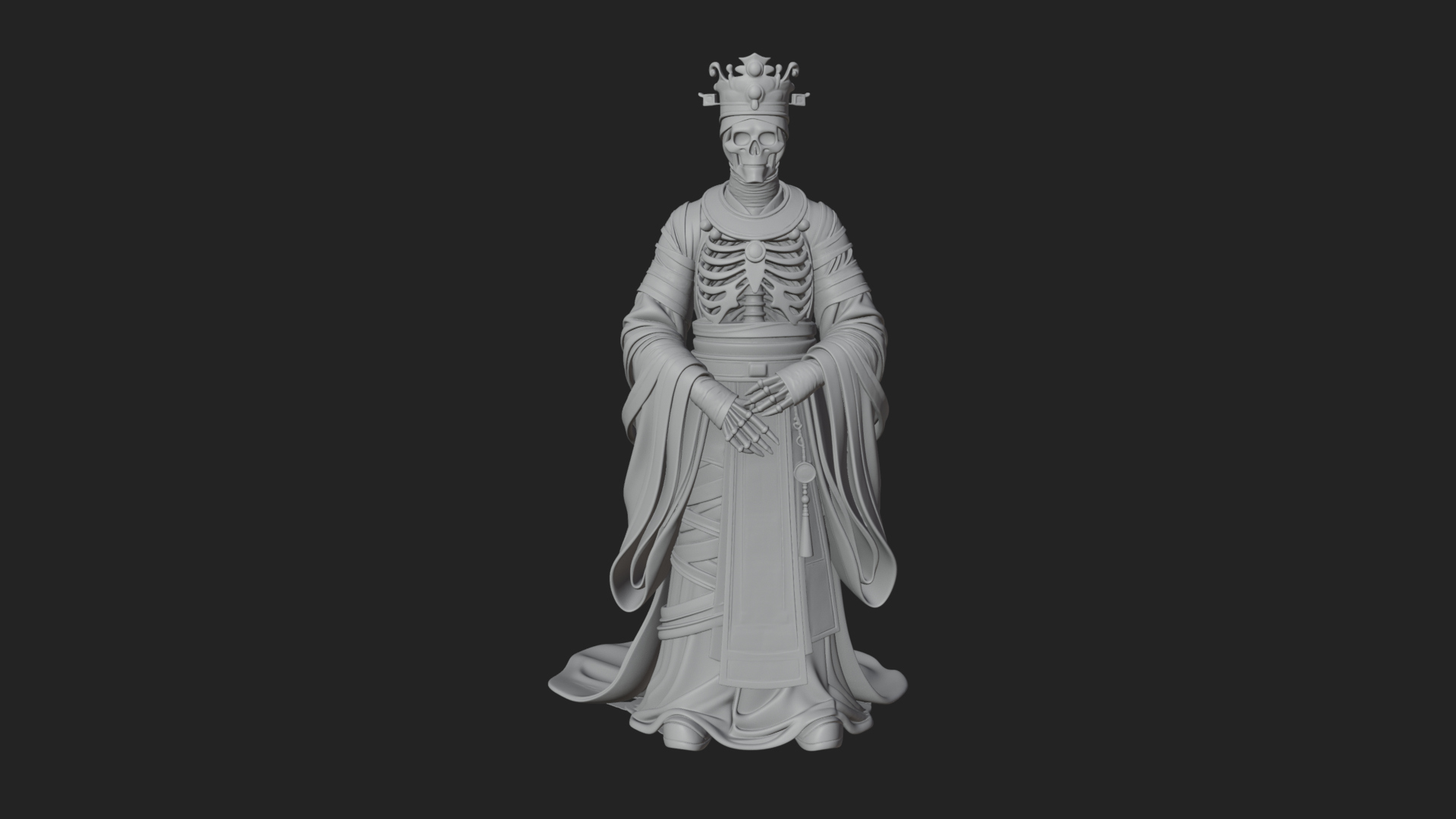 Crowned Skeleton King Statue Design 18 3D Print Model 3D Model