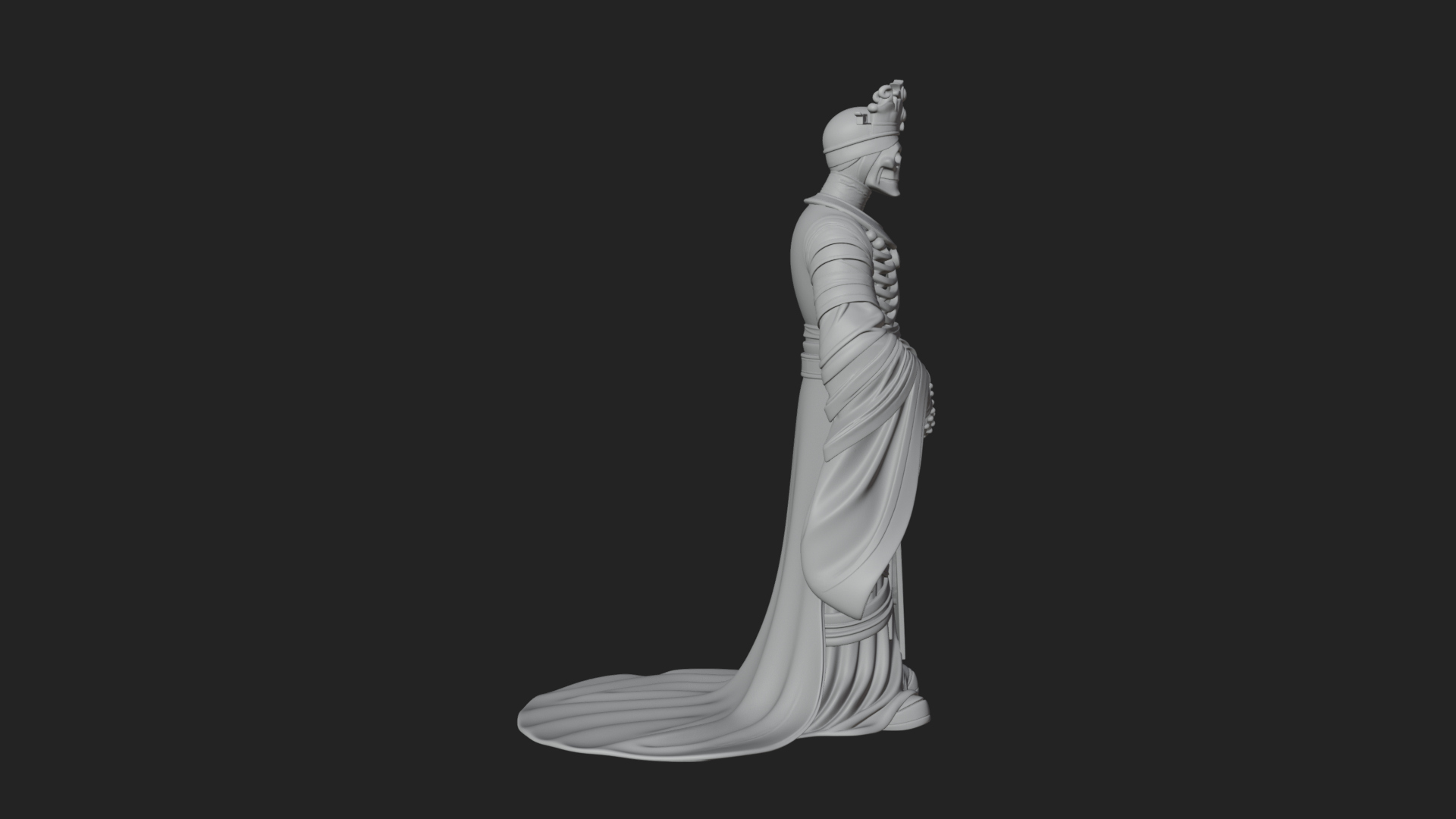 Crowned Skeleton King Statue Design 18 3D Print Model 3D Model