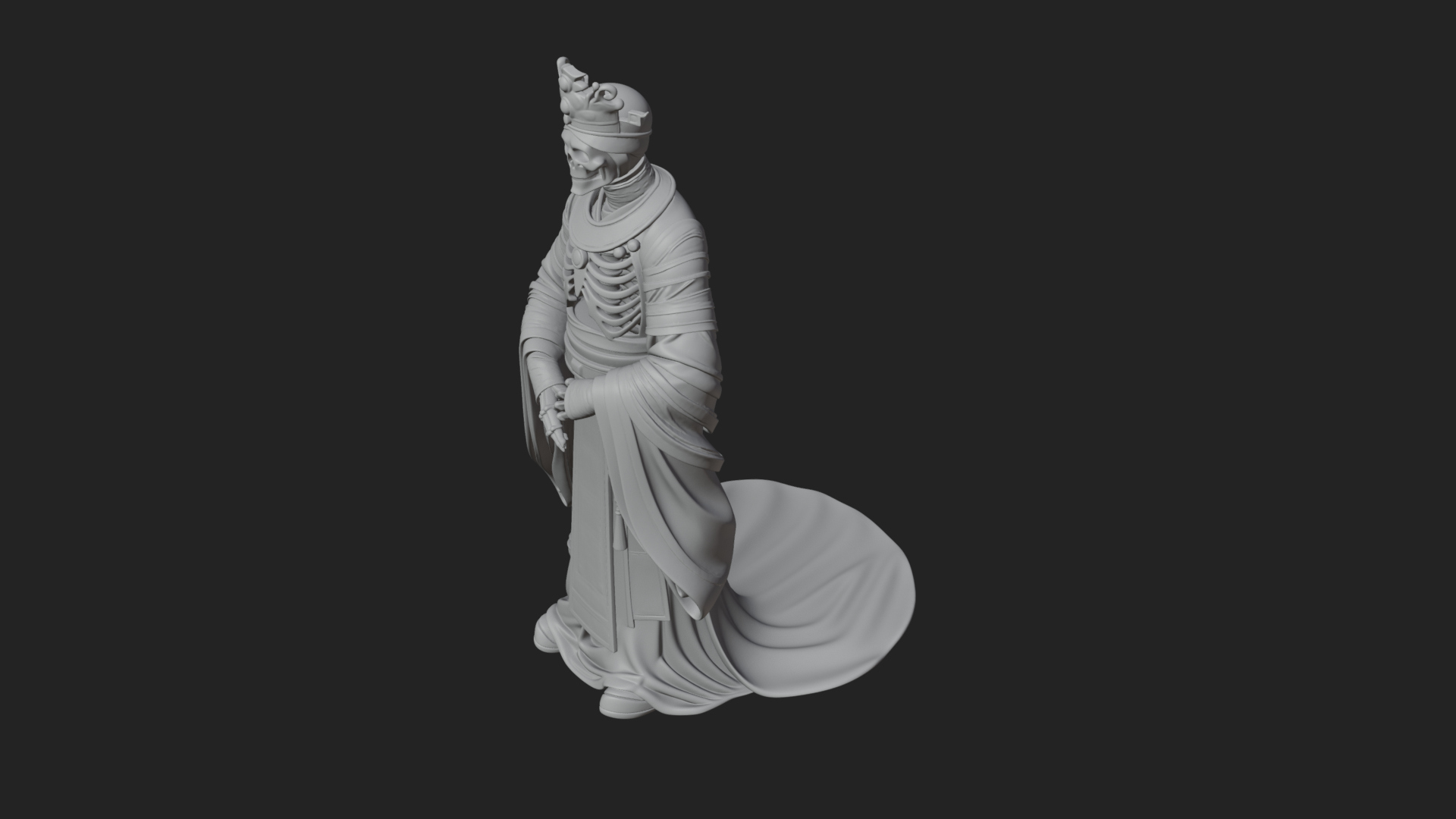 Crowned Skeleton King Statue Design 18 3D Print Model 3D Model