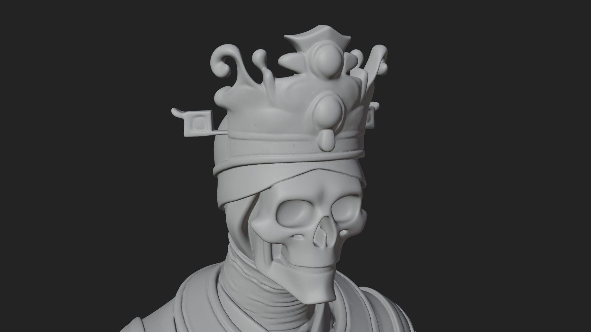 Crowned Skeleton King Statue Design 18 3D Print Model 3D Model