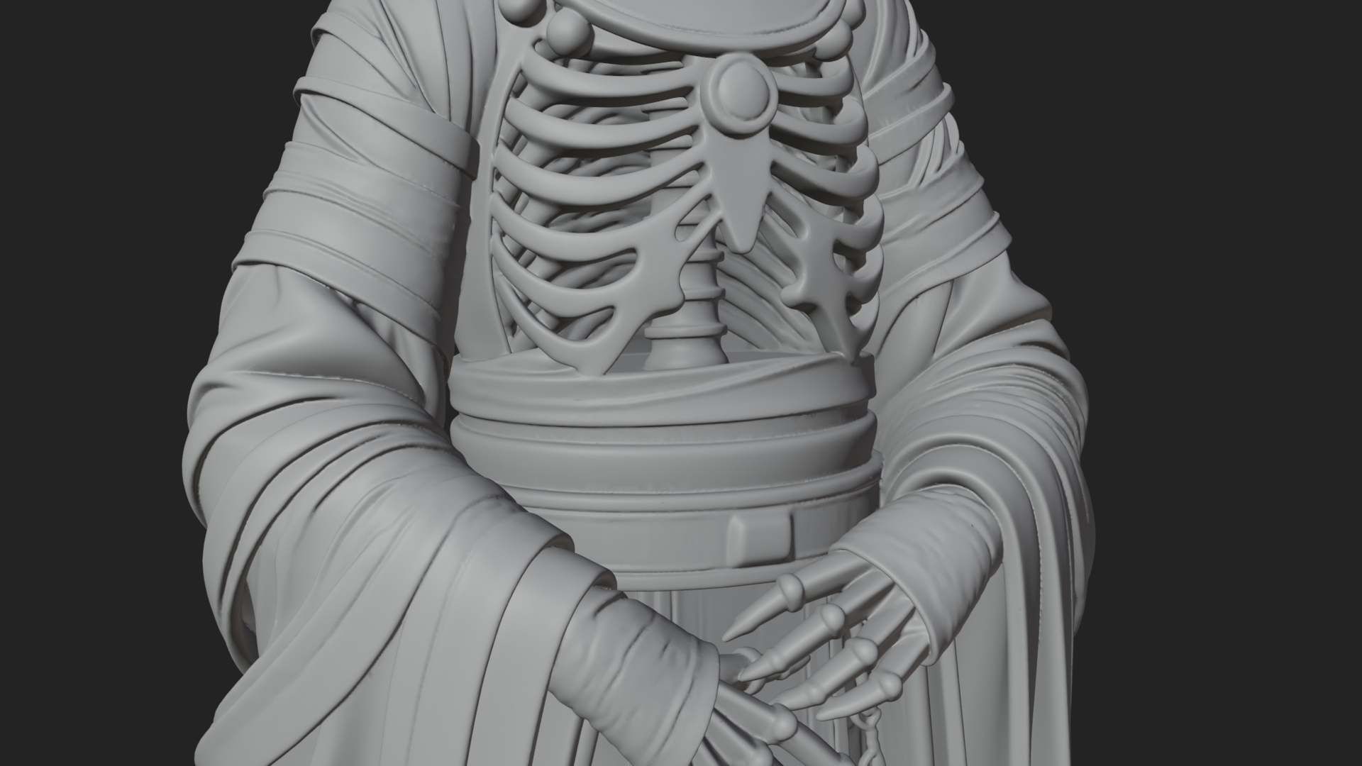 Crowned Skeleton King Statue Design 18 3D Print Model 3D Model